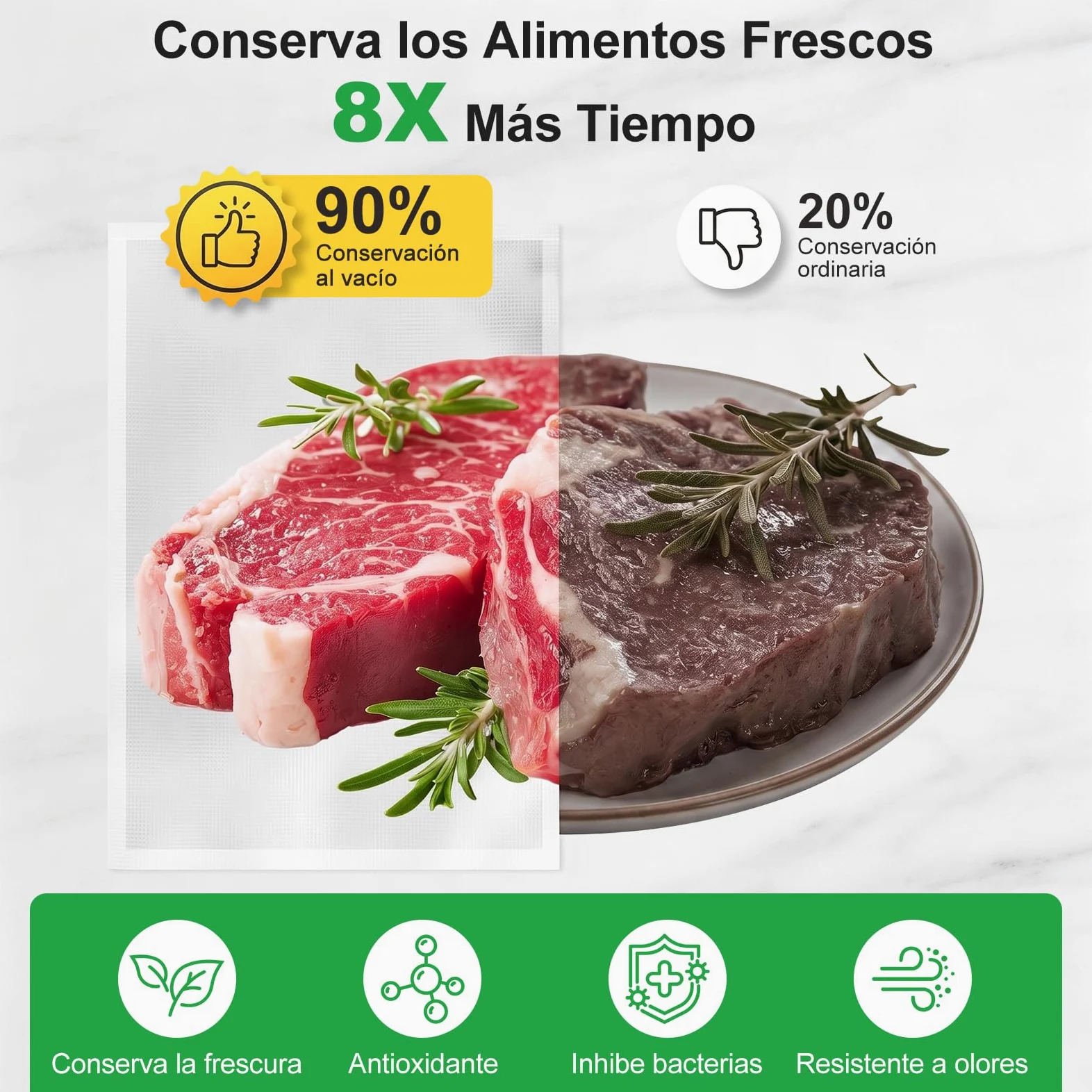 Aigostar Envasadora al Vacío, 9L/min, Pantalla Digital, Bandeja Extraíble | Envasadora al Vacío Doméstica con 6 Modos, Función Moist+, Cortador y Almacén de Rollos, Incluye 10 Bolsas y 2 Rollos