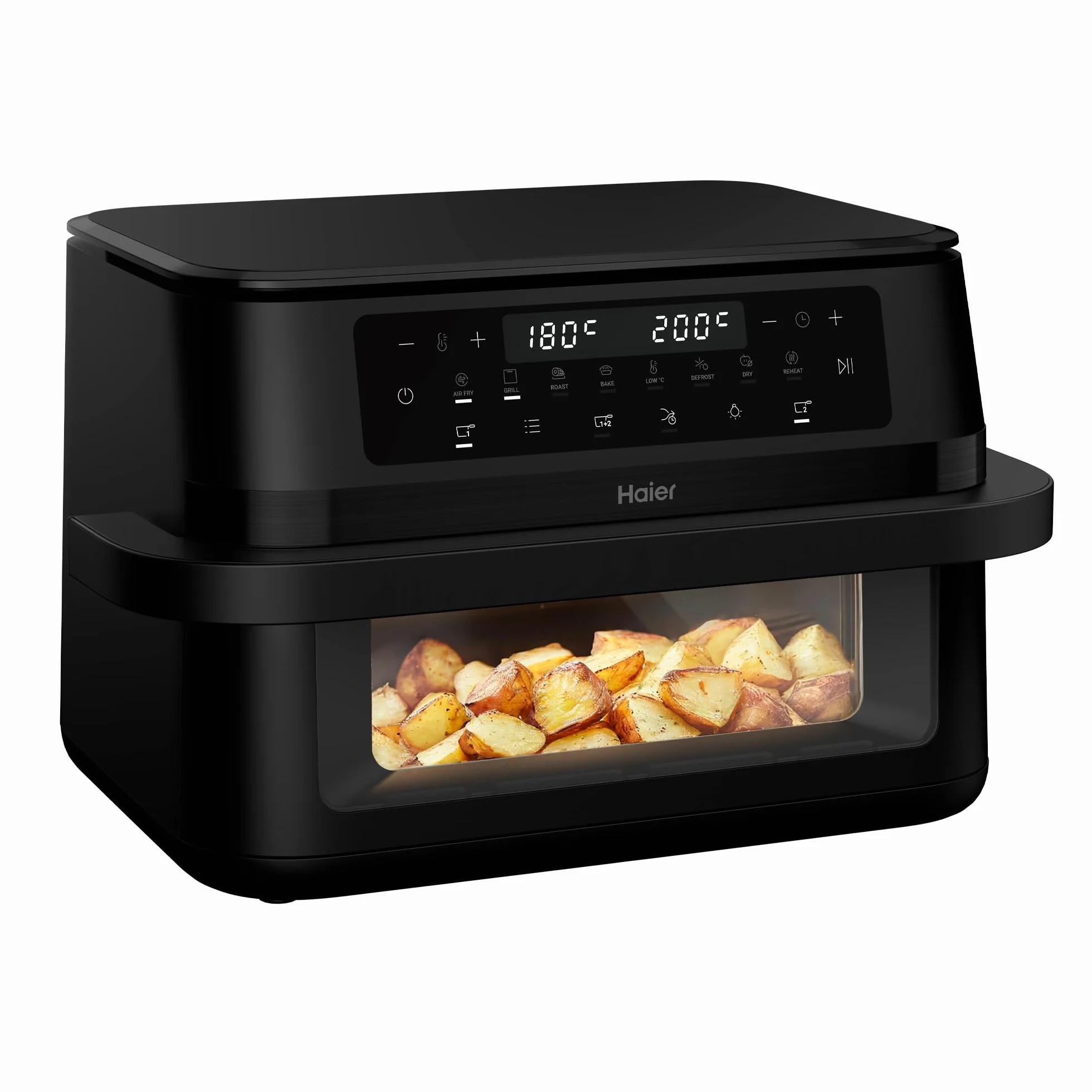 Haier Freidora de Aire Flexi | 11L con Divisor y Ventana | 8 Funciones, Divisor para 1 o 2 Zonas, Función Sync, Alerta de Agitado, Antiadherente, Lavavajillas