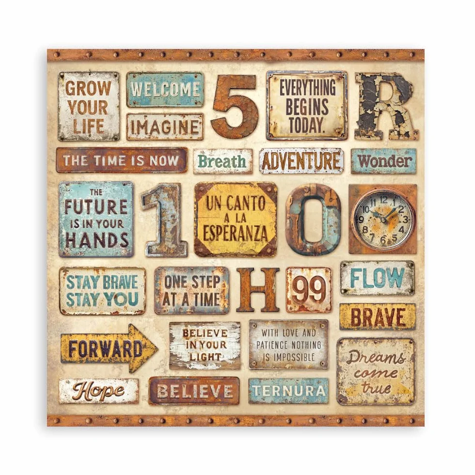 Stamperia - Scrapbook Paper Pad for Scrapbooking, Albums, Cards, Bullet Journals and More, Acid Free, Single Face, Perfect for Hobbies, Crafts, and Gifting (A New Beginning) (20.3 x 20.3cm)
