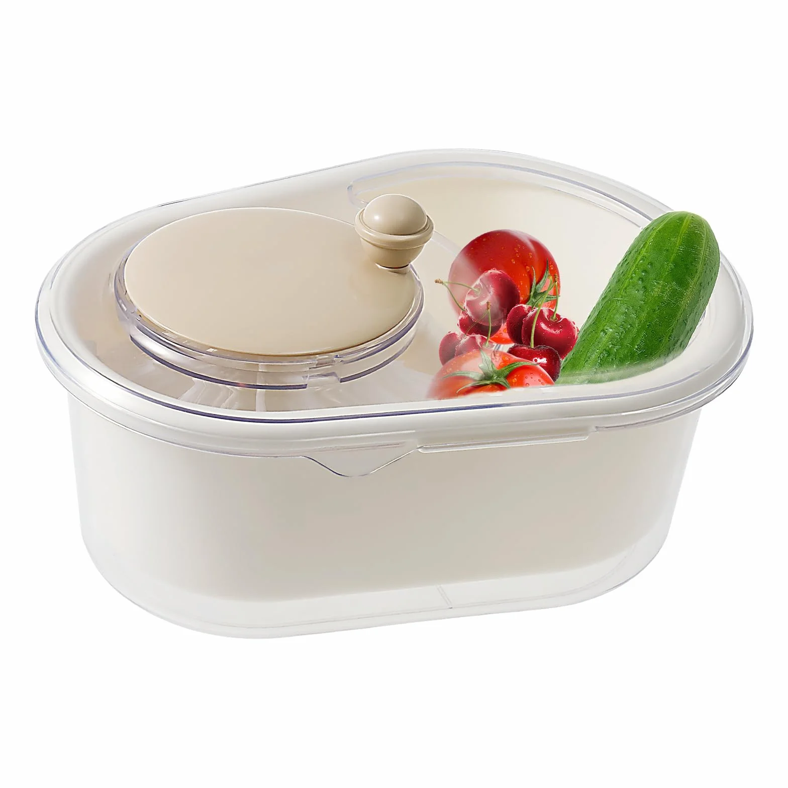 Fruit Cleaner Spinner, Lavadora Portátil de Frutas, Gran Depurador Limpieza Eficiente, Limpiador Manual Rotacional, para Frutas y Verduras (A)