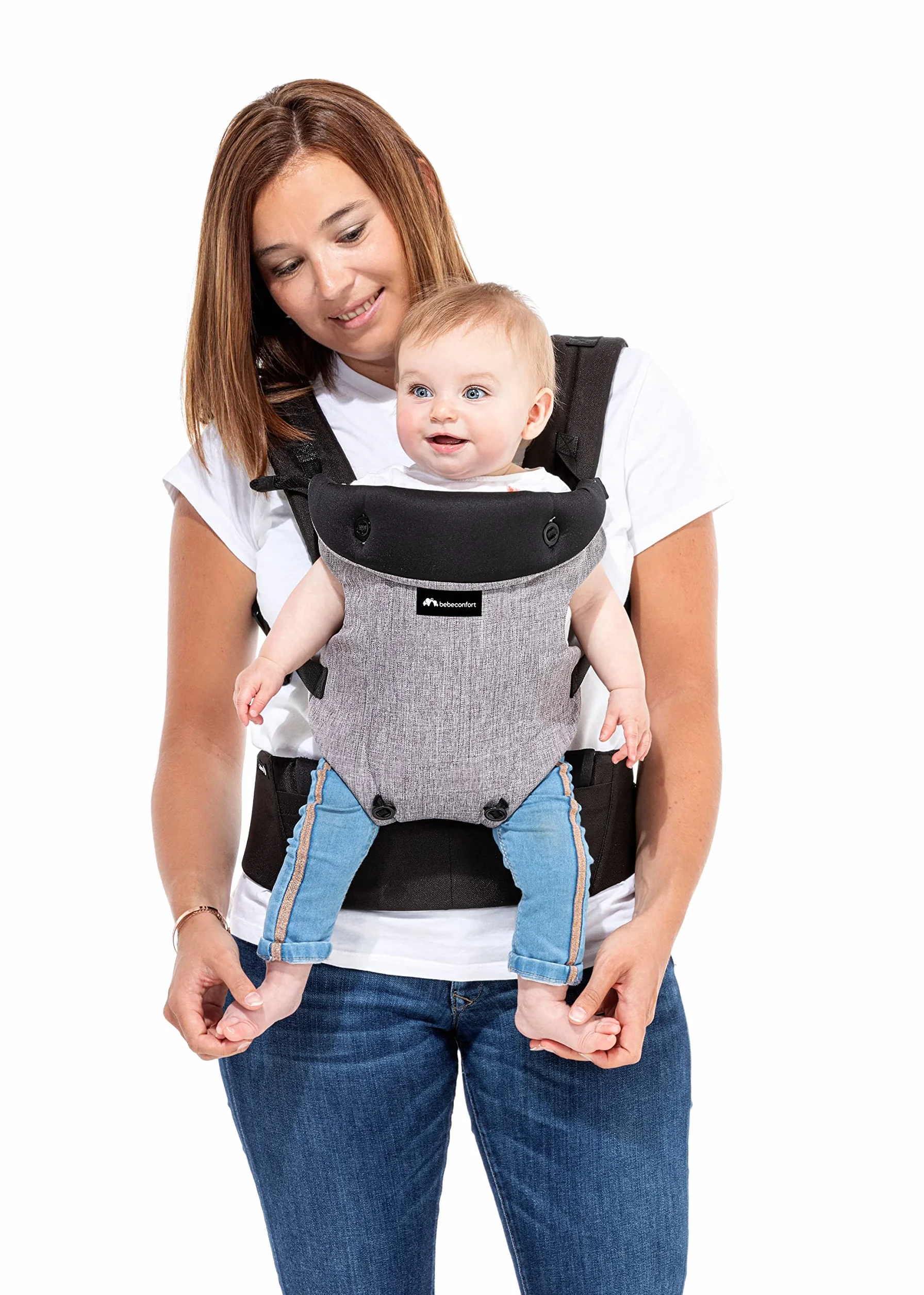 Bebeconfort Go4 Portabebés Ergonómico 4 posiciones, desde nacimiento hasta 15kg, Gris oscuro