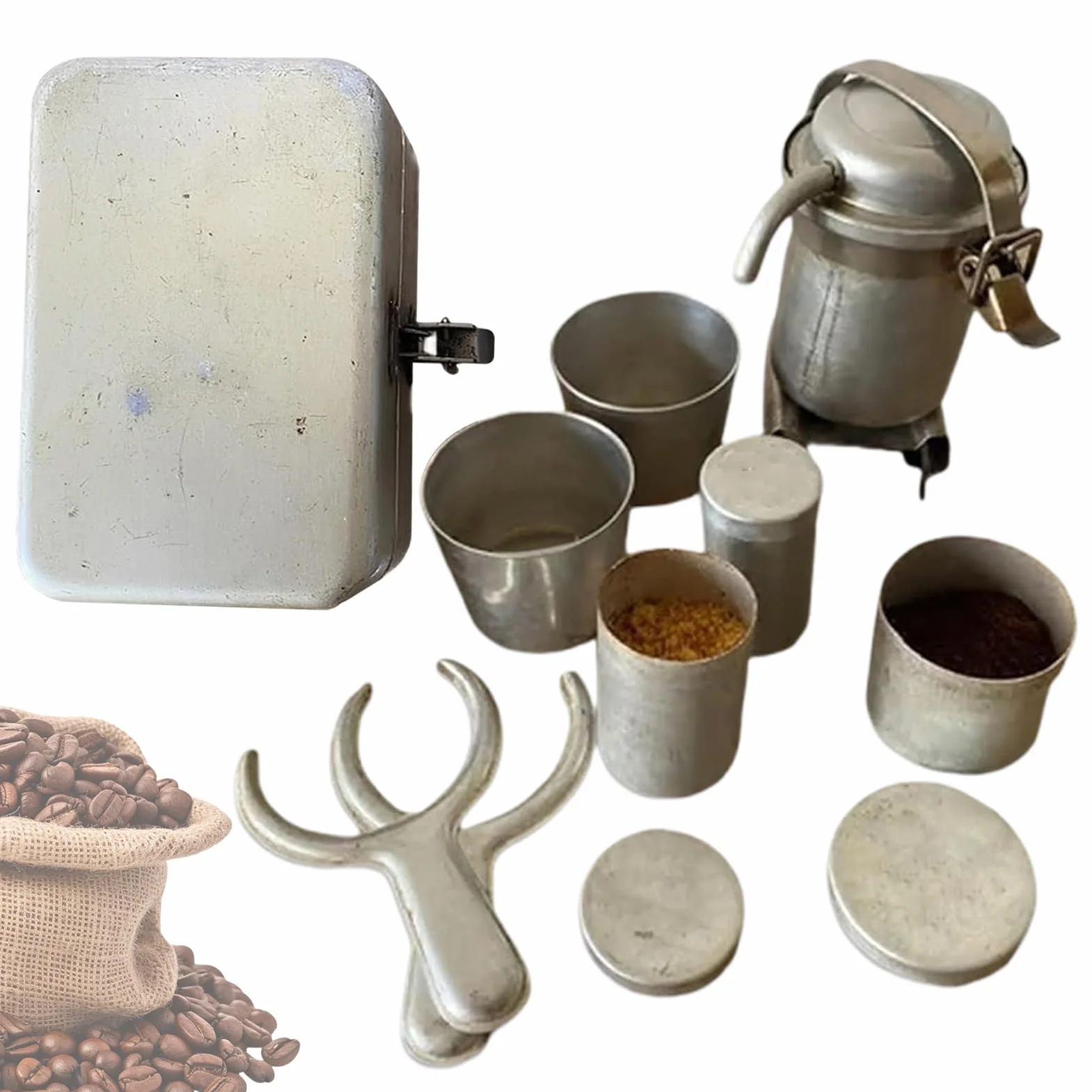 Kit de café para verter sobre café, paquete vintage para camping, 5.5 x 3.5 x 2.36 pulgadas, juego de preparación portátil con atractivo de adorno coleccionable, herramienta de preparación manual para