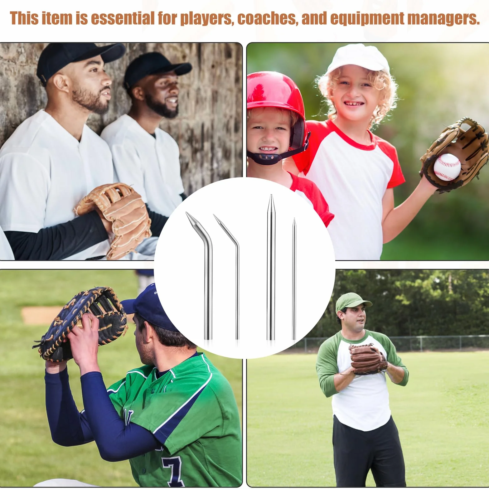 Kit de Reparación de Cordones de Zapatos, Aguja Curva para Guantes de Béisbol y Softbol, 4uds
