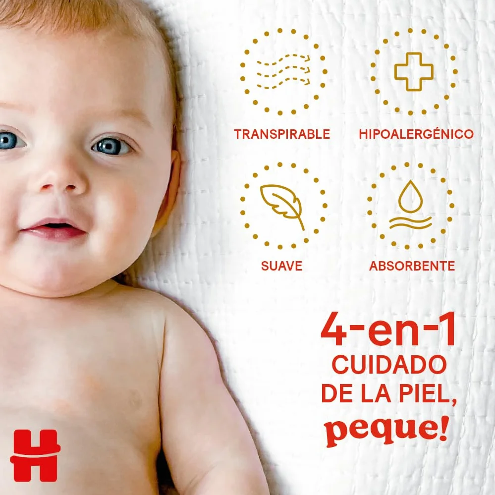 Huggies Extra Care Pañal para bebé Talla 3 (5-9 kg) 96 pañales con almohadillas extra suaves