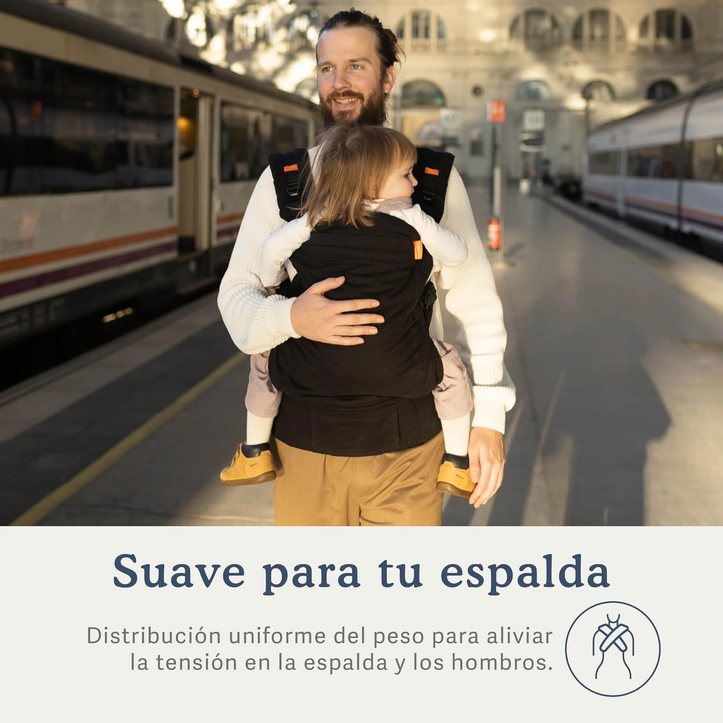 Beco Mochila porteo para niños asiento extra ancho 100% algodón liviana respirable espalda frente 9-27 kilos Negro