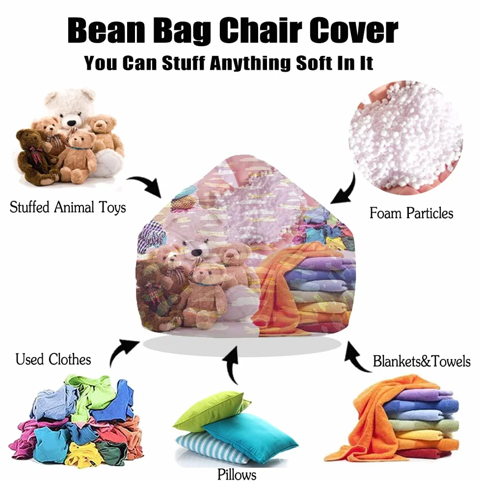 FANSU Funda sin relleno puf, asiento con respaldo alto para juegos para adultos y niños, almacenamiento de ropa de peluche, máquina de juego 3D, sofá perezoso (70 x 80 cm)