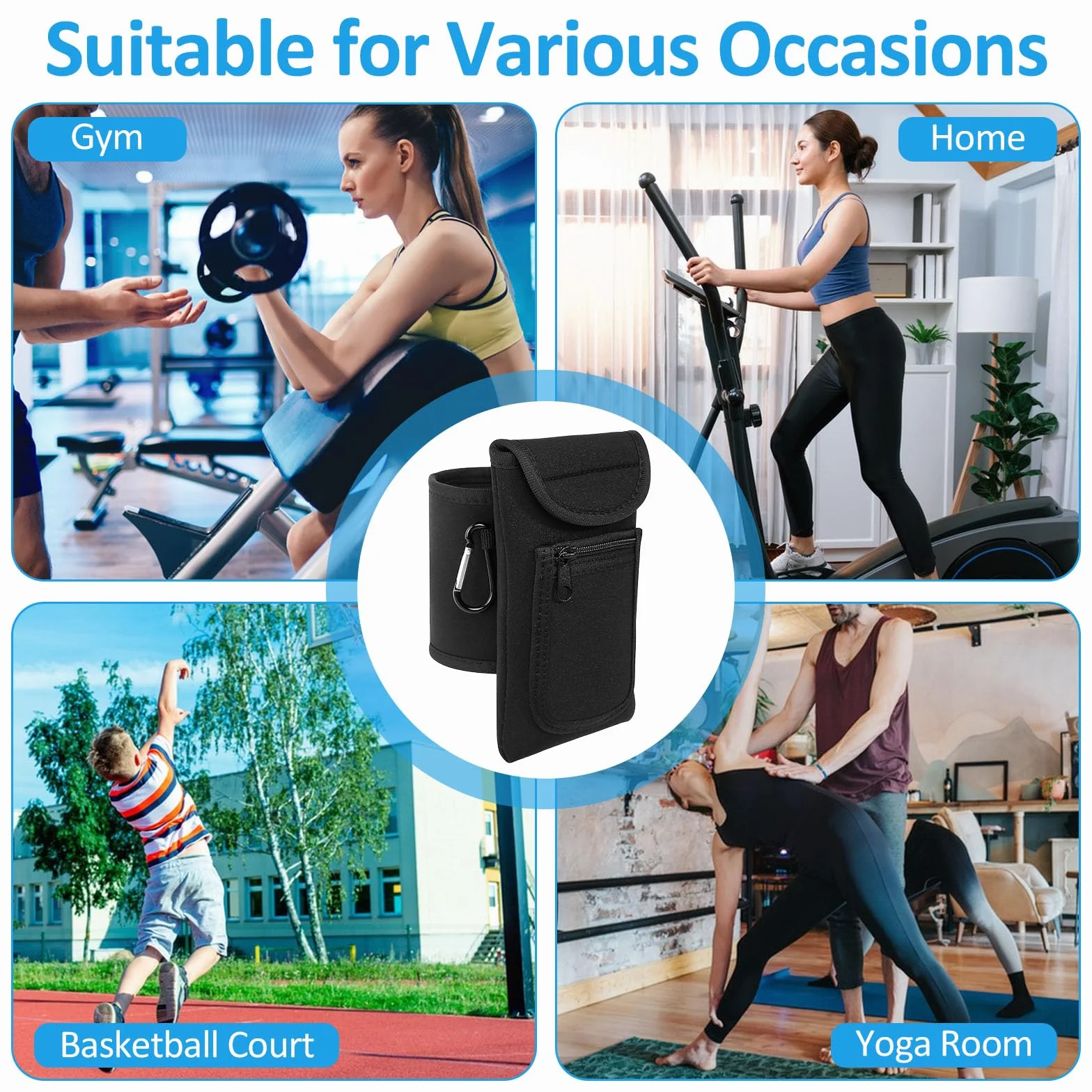 Magnet Bolsa de Gimnasio Magnética Pequeña con Mosquetón para Deportes Viajes Fitness