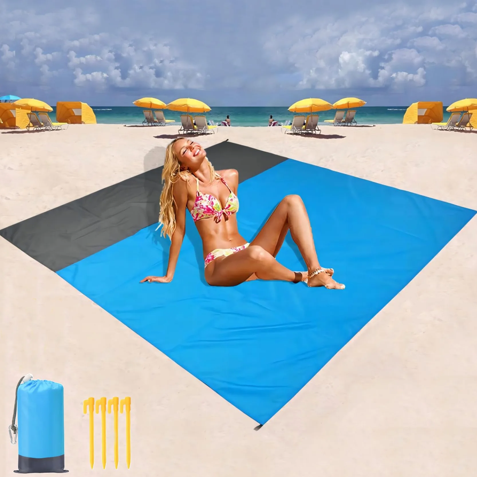 Gigmeta Alfombra de playa impermeable 210 x 200 cm manta de picnic para viajes camping