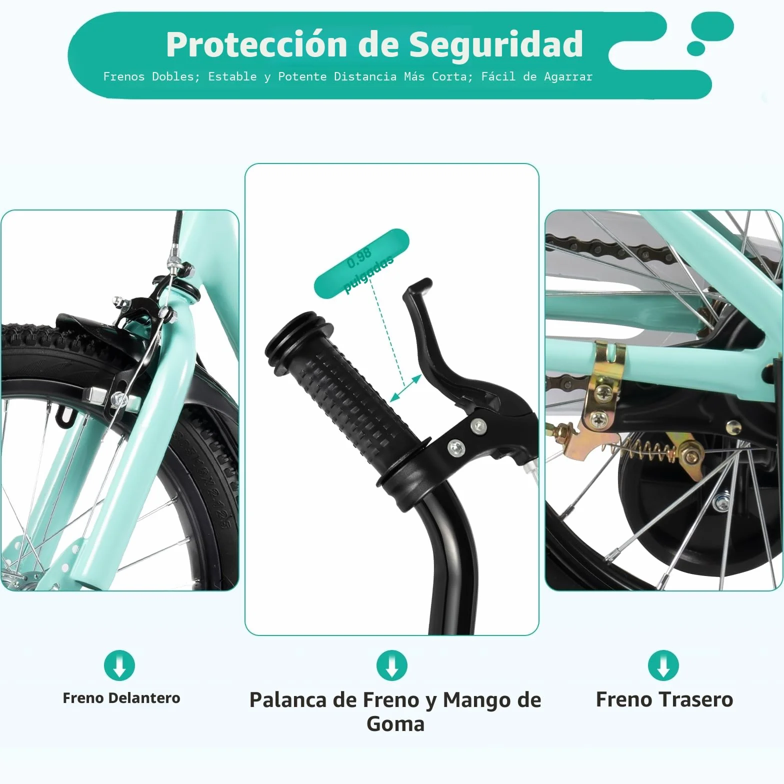 Bicicleta infantil 16 pulgadas con ruedas estabilizadoras para niños niñas 5-8 años sillín manillar ajustable doble freno guardabarros timbre