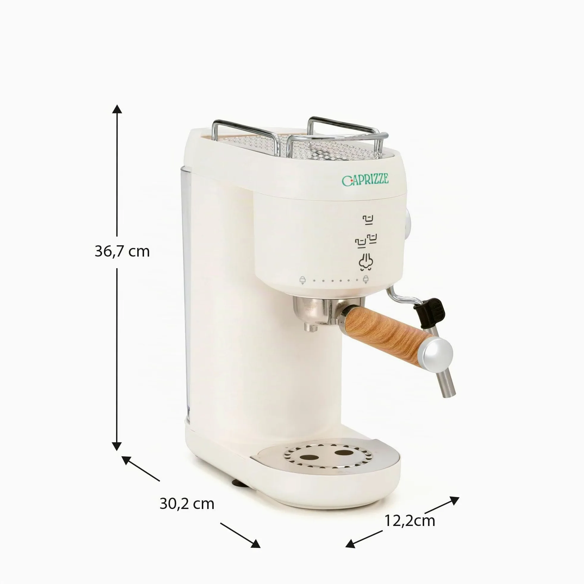 Cafetera Express Semiautomática Caprizze Hikari 1400 W 20 Bares con Vaporizador y Espumador USB incluido Color Blanco Mate