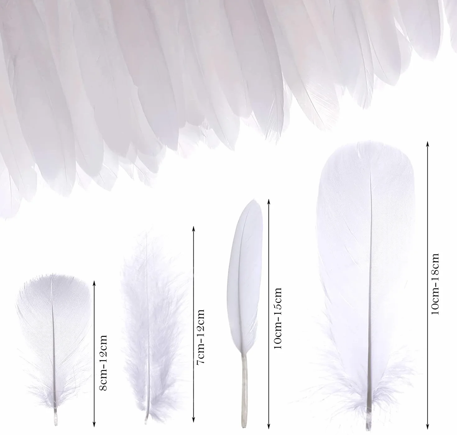 MWOOT 400 Piezas Plumas Decoracion Manualidades, 8-15cm Plumas Negras Blancas para Bricolaje Atrapasueños Pascua de Resurrección Corona de Navidad Carnaval Boda Decoración， Crafts DIY Feather