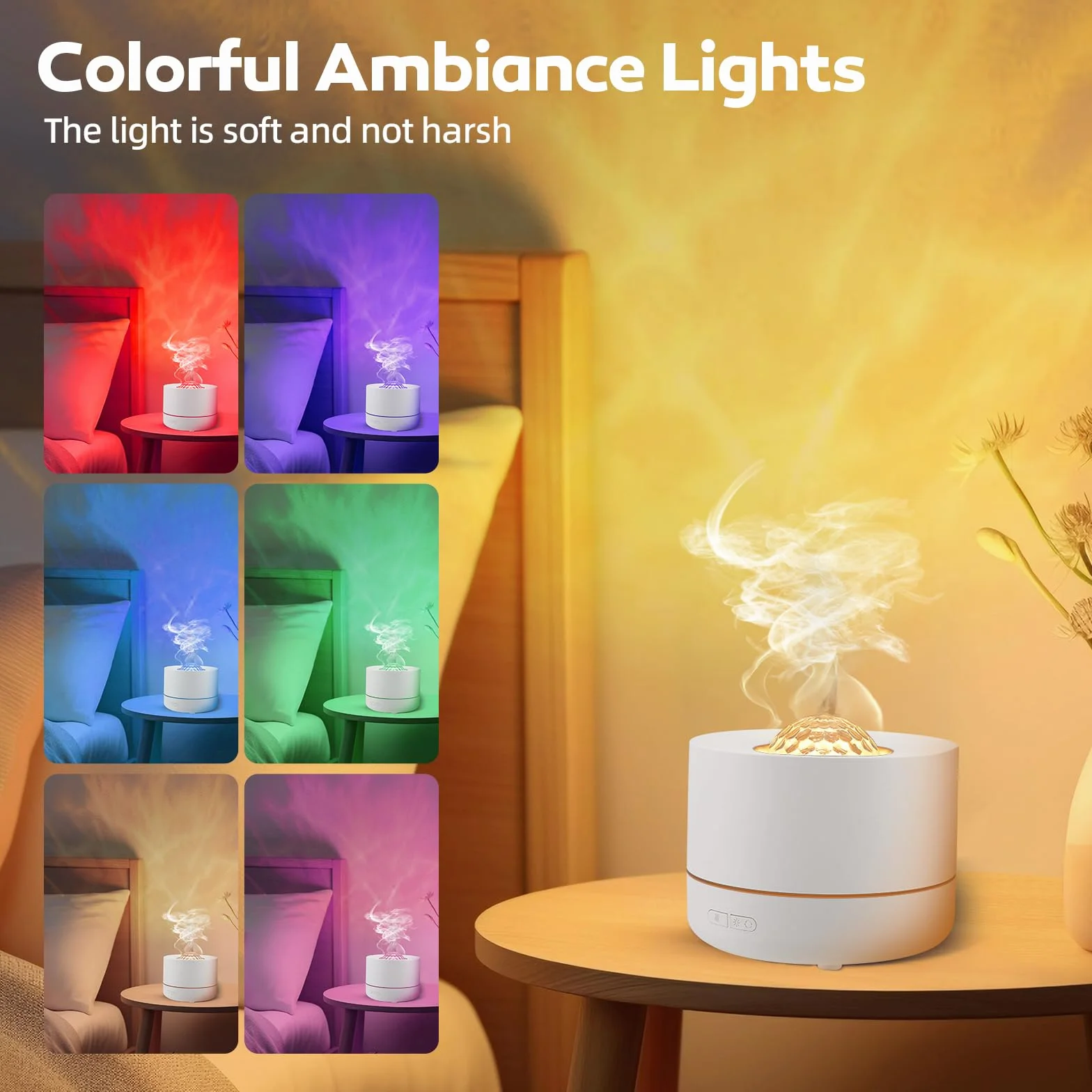 Humidificador de bebé con niebla fría para dormitorio, silencioso, con luz nocturna y proyector estrella, 500 ml, humidificador pequeño para el hogar, niños, niñas