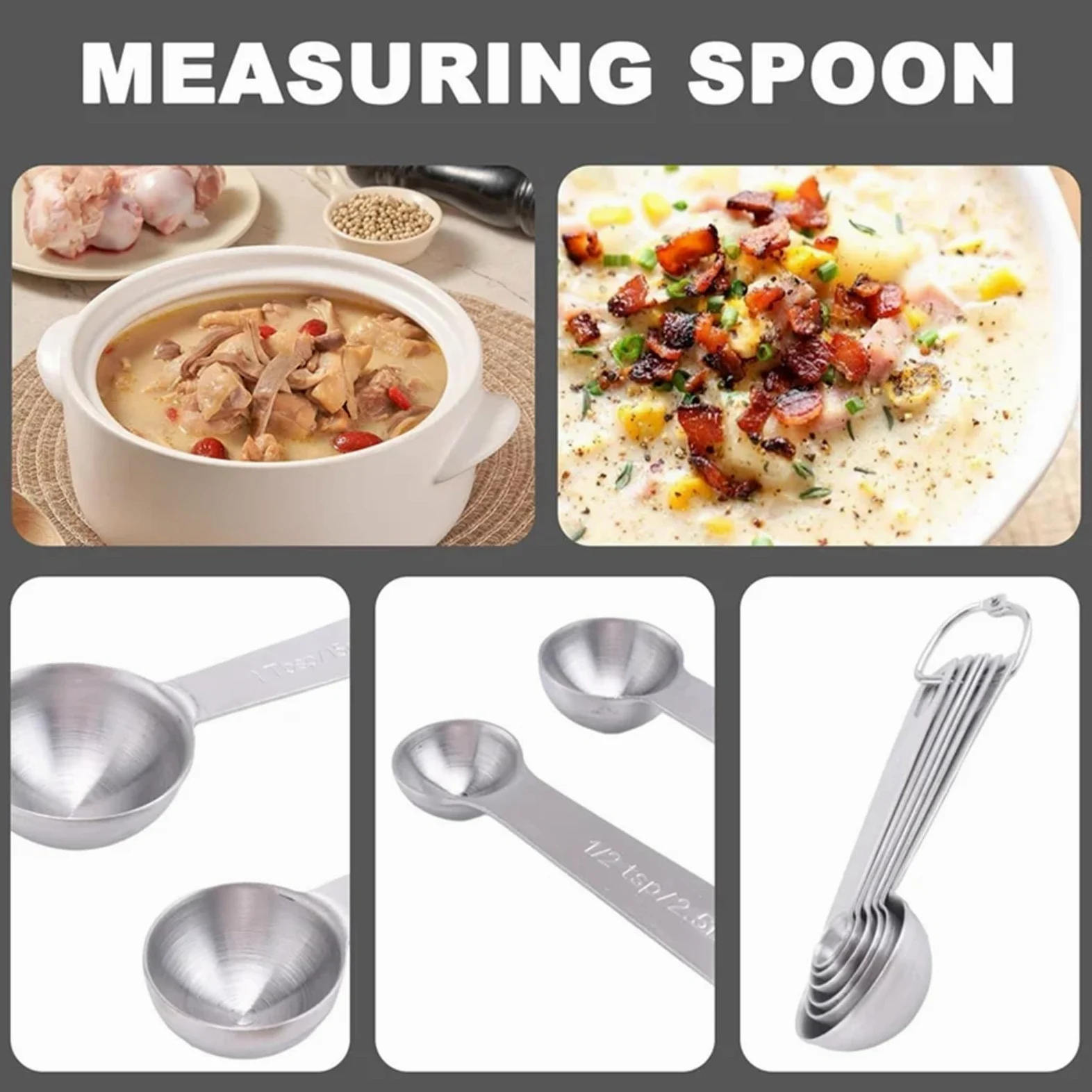 Cucharas medidoras, juego de tazas y cucharas acero inoxidable, cucharadas pequeñas con medidas métricas estadounidenses para Medir Líquidos y Sólidos