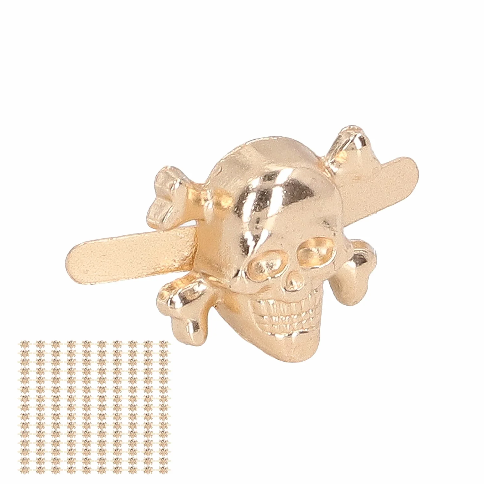 150 piezas de remaches de calavera estilo gótico de moda hermosos accesorios de perno de calavera para zapatos DIY bolsas de ropa (Oro)