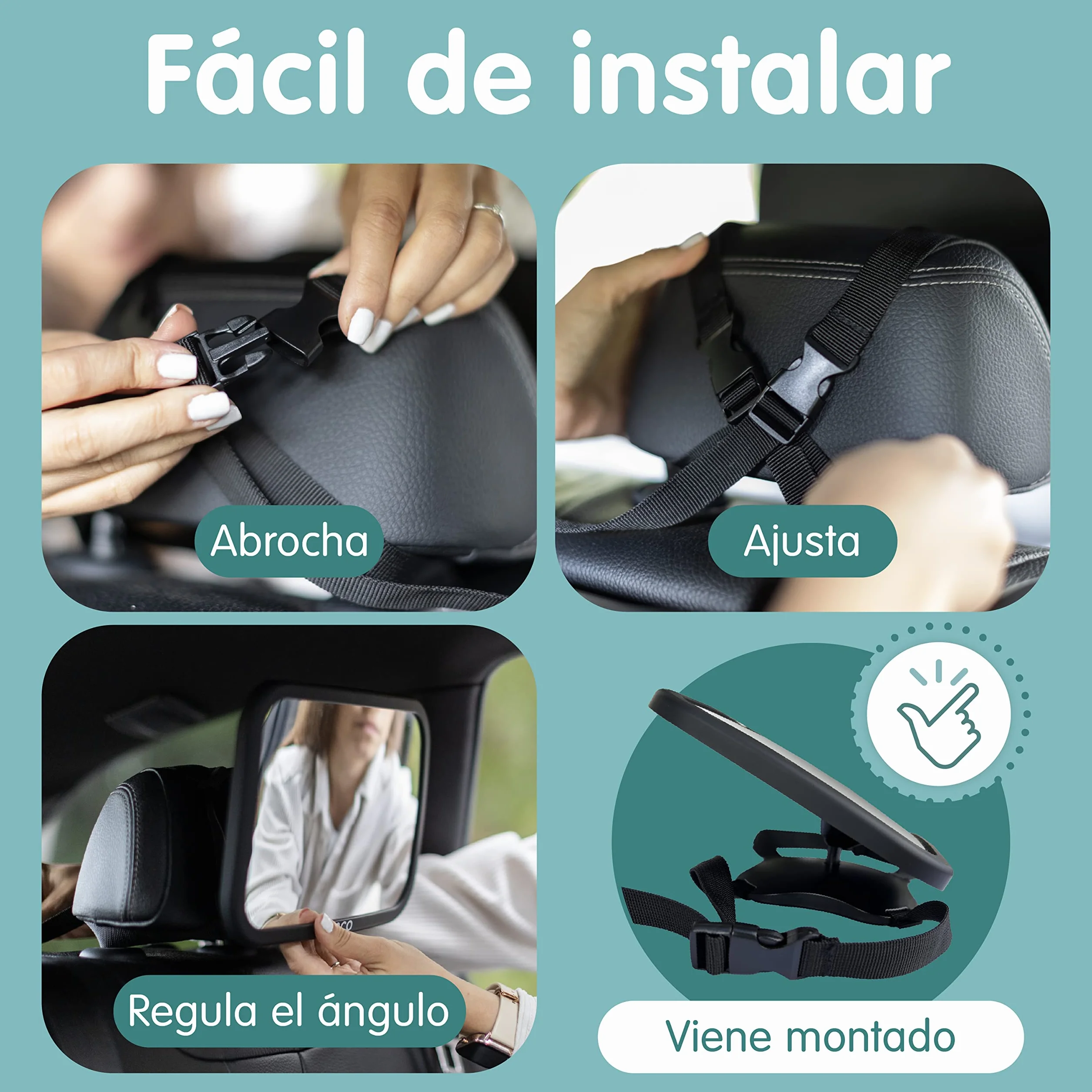 Onco Espejo Coche Bebé Asiento Trasero - Espejo de Seguridad para Padres Primerizos - Premio LovedByParents