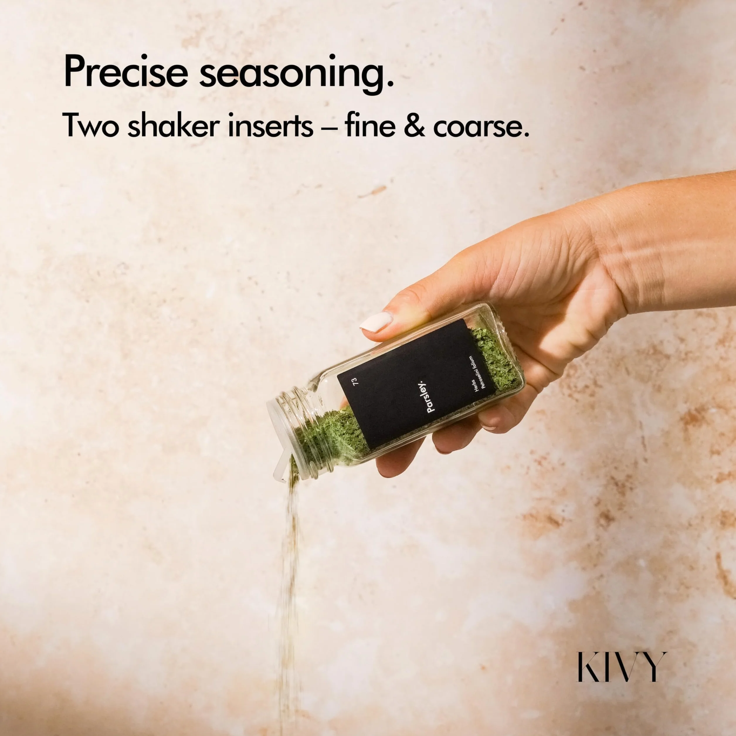KIVY - Tarros herméticos cuadrados para especias (24 x 120 ml) con tapa de bambú negro (24 x 120 ml) + 240 etiquetas impermeables