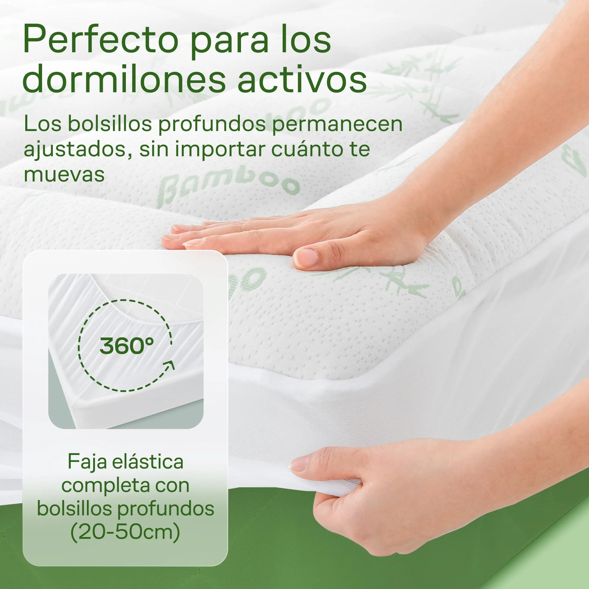 Niagara Sobrecolchón de bambú | Topper para colchón 135 x 190 cm | Grosor 2.5 cm | Refrescante, Transpirable para aliviar el Dolor de Espalda, Bolsillos Profundos para colchones de 20-50 cm