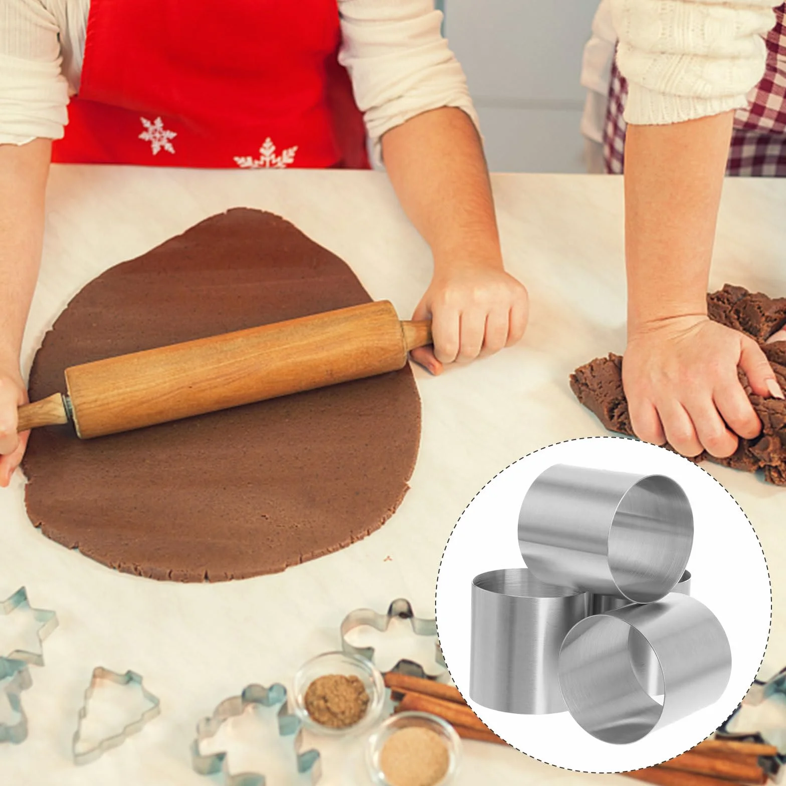 GALPADA Molde para Pastel de Acero Inoxidable Redondo de 8 Piezas Bordes Lisos y Desmoldeo Fácil para Mini Tartas de Mousse Casero y Postres