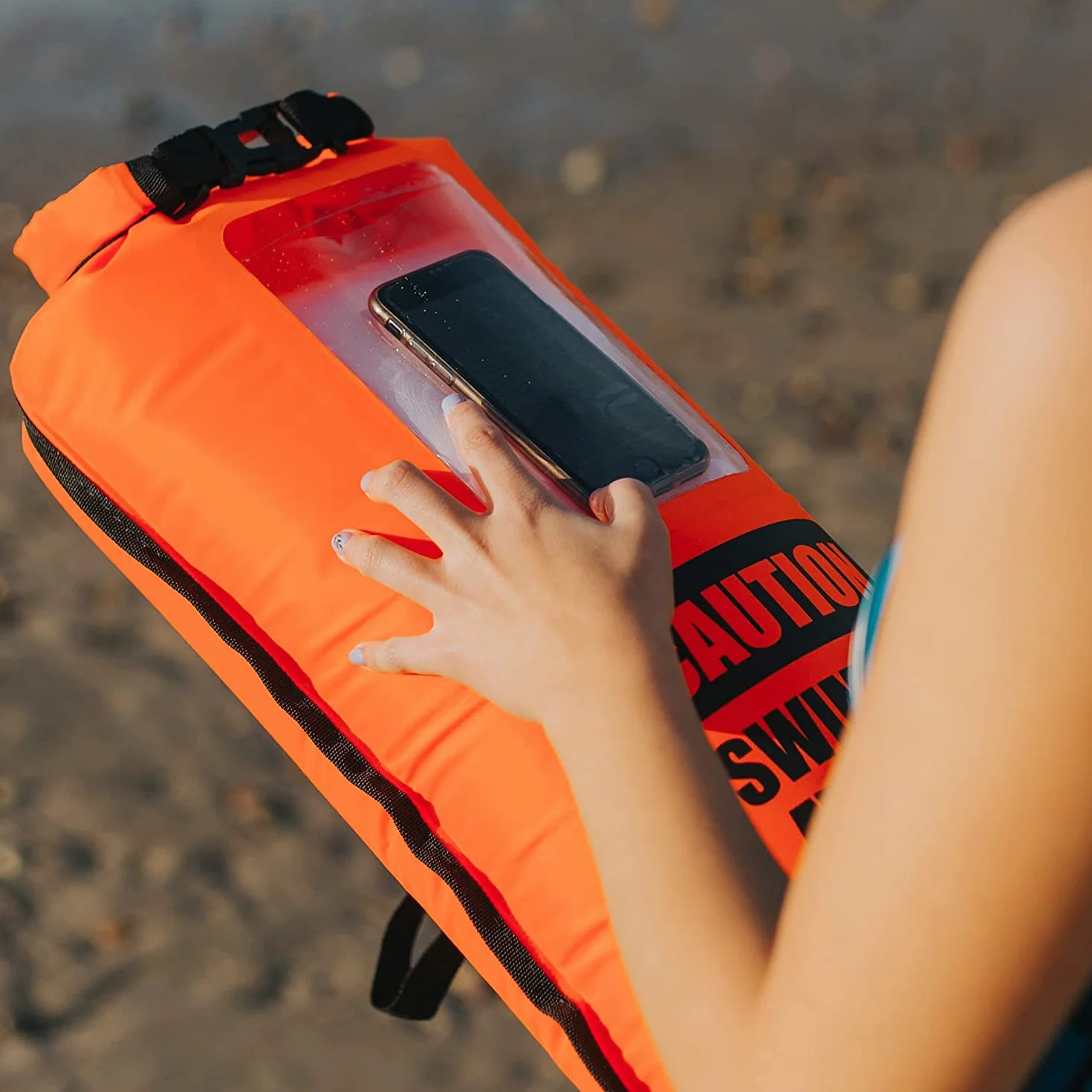 Boya Natacion Aguas Abiertas 28 litros Bolsa estanca Impermeable Incluye Funda Estanca Movil Naranja