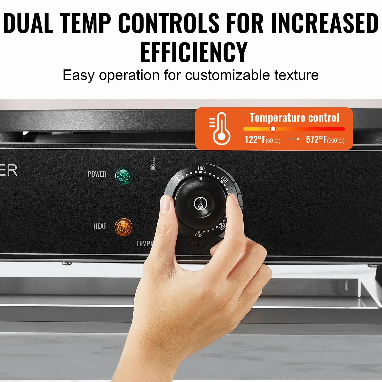 VEVOR Máquina de Crepes Comercial de Doble Cabezal de Placa Plana 6000 W, Antiadherente, Acero Inoxidable, Estufa Circular de Escritorio Panqueques y Cereales, Control Temperatura, (Sin Enchufe)