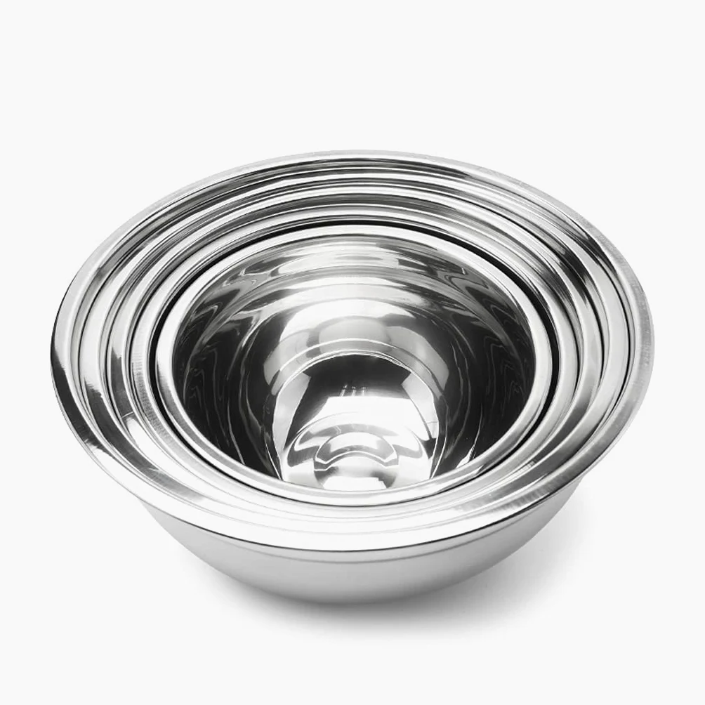 QUNINE Juego de Cuencos de Acero Inoxidable de 5 uds., Cuenco de Mezcla anidado de Capacidad, Cocina, ensaladera, contenedor de Almacenamiento de Alimentos