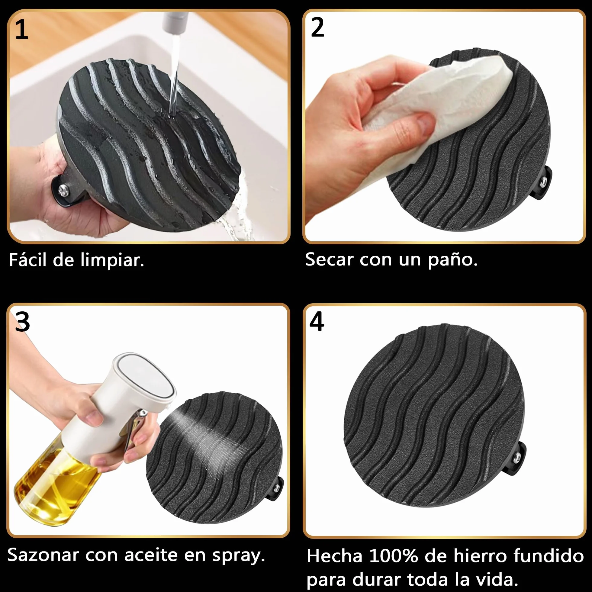 Prensa para Hamburguesas de Hierro Fundido Antiadherente | Prensa para Hamburguesas para Barbacoa | Prensa Robusta para Hamburguesas | Prensa para Hamburguesas con Mango Resistente al Calor
