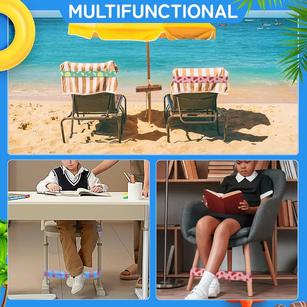 JEYORZY 3 pcs Bandas Elásticas para Silla, Bandas elásticas para sillas de Playa, Clips de Toalla para tumbonas, Correas elásticas de fijación de Toallas para Crucero de Playa y sillas de Playa