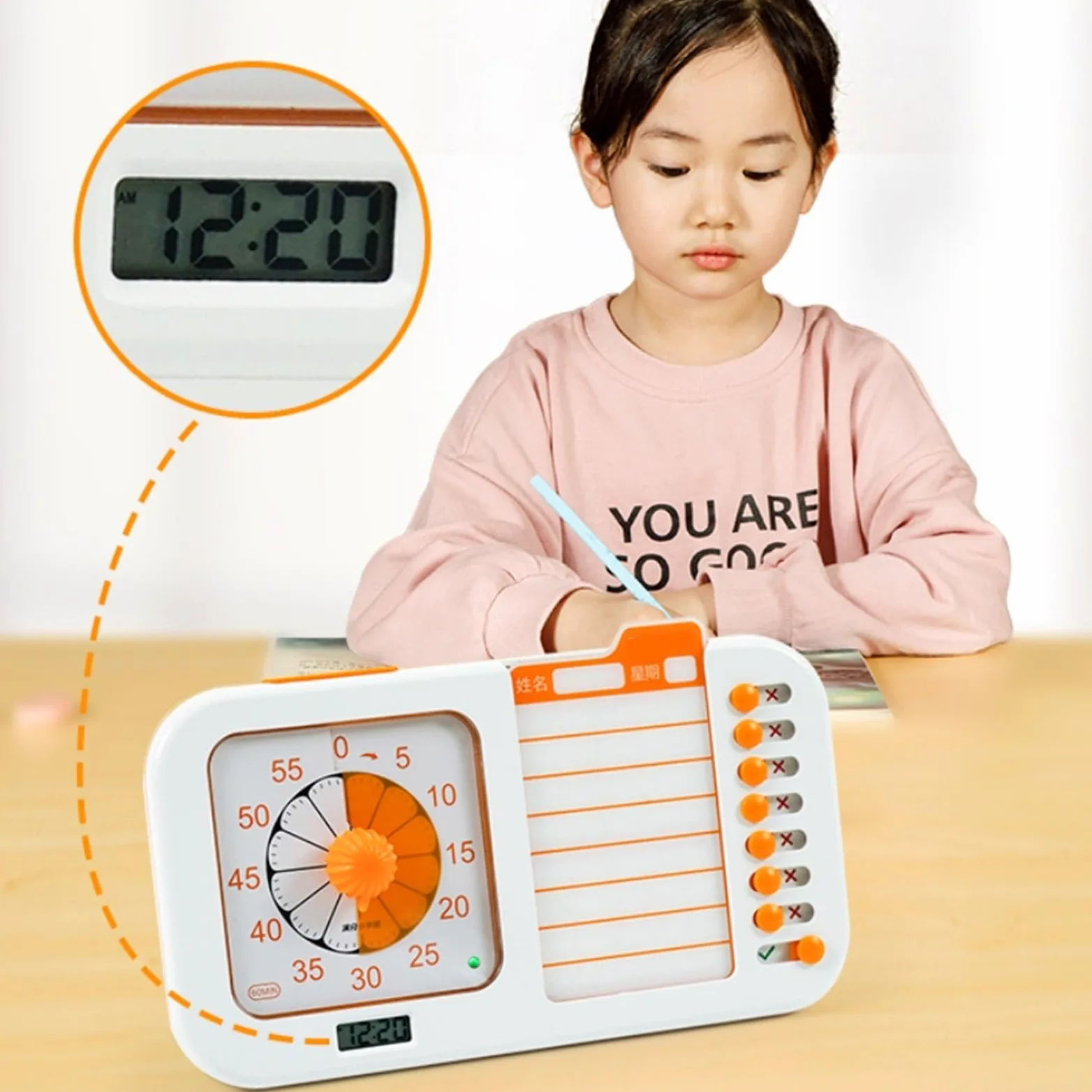 Temporizador de cocina ABS herramienta de seguimiento de tiempo con pantalla transparente para un estudio de cocina eficiente, control de horario de entrenamiento, temporizador visual de tareas