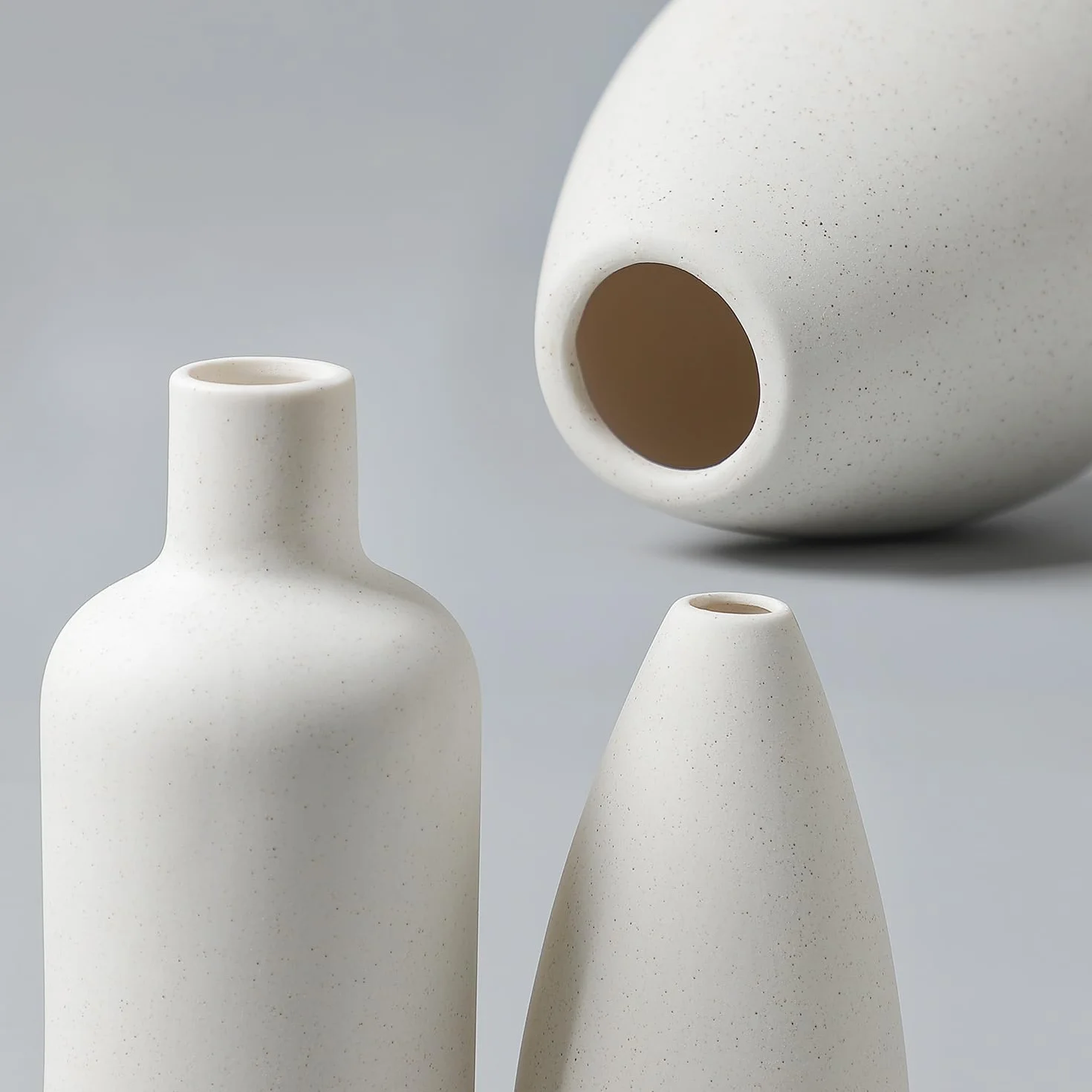 EMABT Jarrón de cerámica Blanco Set 4 pequeños para Flores, únicos para Piezas centrales, Modernos Decorativos para decoración del hogar Entrada de Mesa (Blanco)