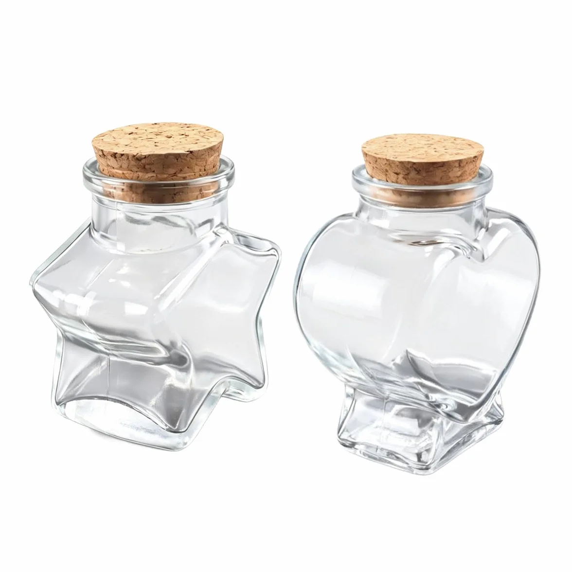 Huba 2 tarros decorativos en forma de corazón, pequeñas botellas de cristal decorativas con tapa de corcho para manualidades, decoración
