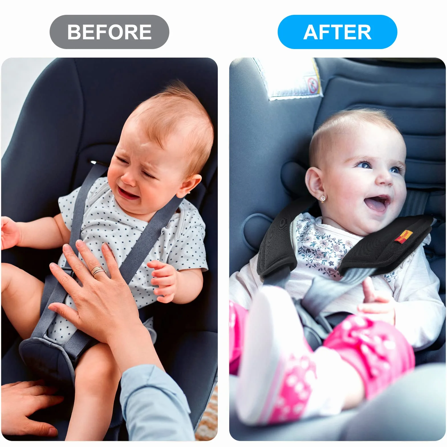 URAQT Almohadillas para Cinturón de Seguridad Niño, 2PCS Almohadillas Protectores de Coche Hombro, Suave y Transpirable Hombro Cinturón de Seguridad, Protector Cinturon Coche para Infantil (Negro)
