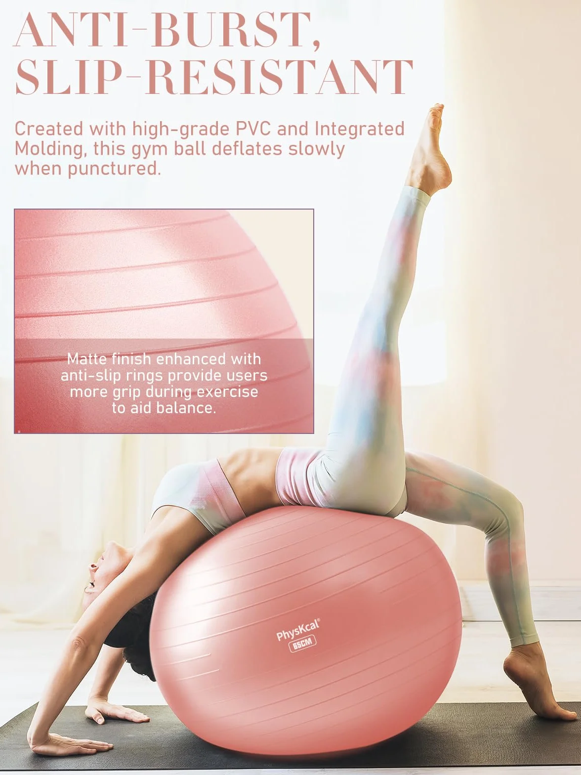 PhysKcal Fitball Anti-pinchazos 55cm 65cm 75cm 85cm Incluye Inflador