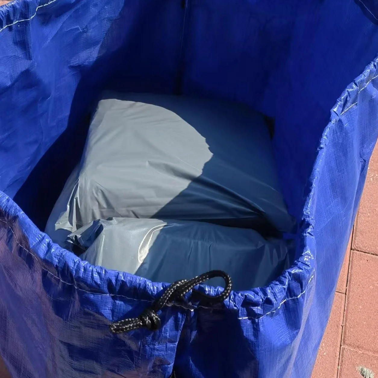 2 bolsas de mudanza reutilizables resistentes con cordón y asas, bolsas de almacenamiento de ropa gigantes, impermeables, para ropa, ropa de cama, colcha, mantas, equipaje (azul)