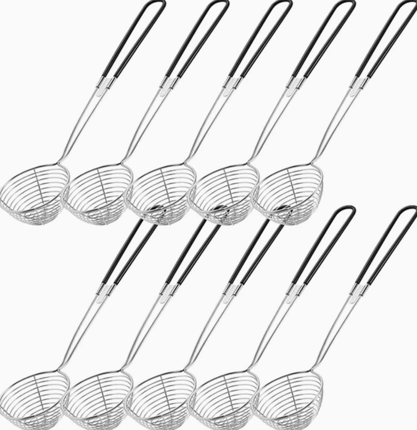 Colador De Cocina Filtros de Alimentos Tamiz de colador de Acero Inoxidable, Cuchara de Skimmer de Alambre con Mango for Olla Caliente Comiendo Sopa Drenaje Escurridor Pasta(10pc)
