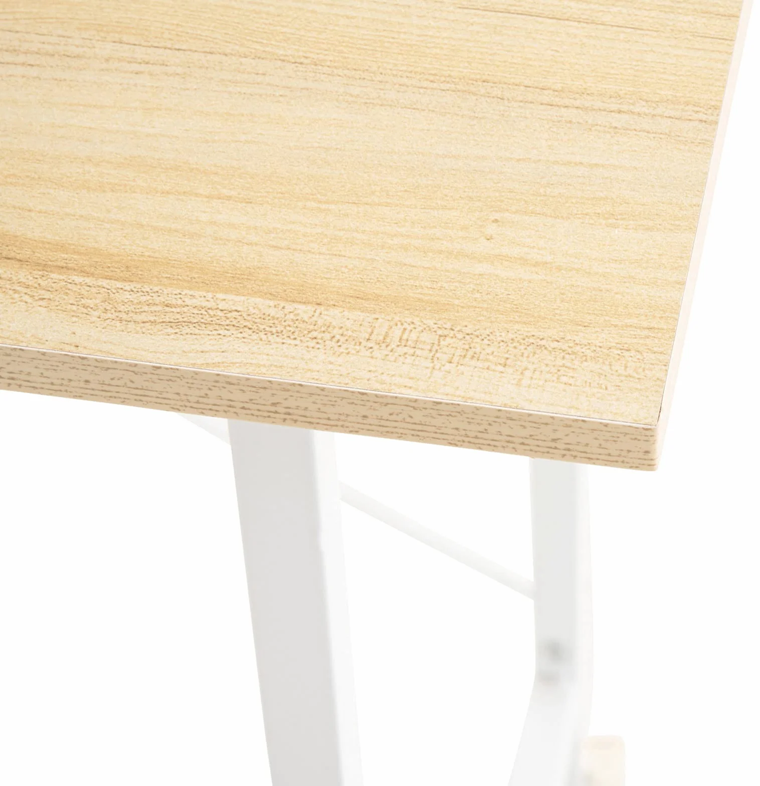 CLP Escritorio PoE De Madera con Estantería Lateral Movible I Mesa De Estudio con Estructura Metálica & 4 Estantes, Color:Arce