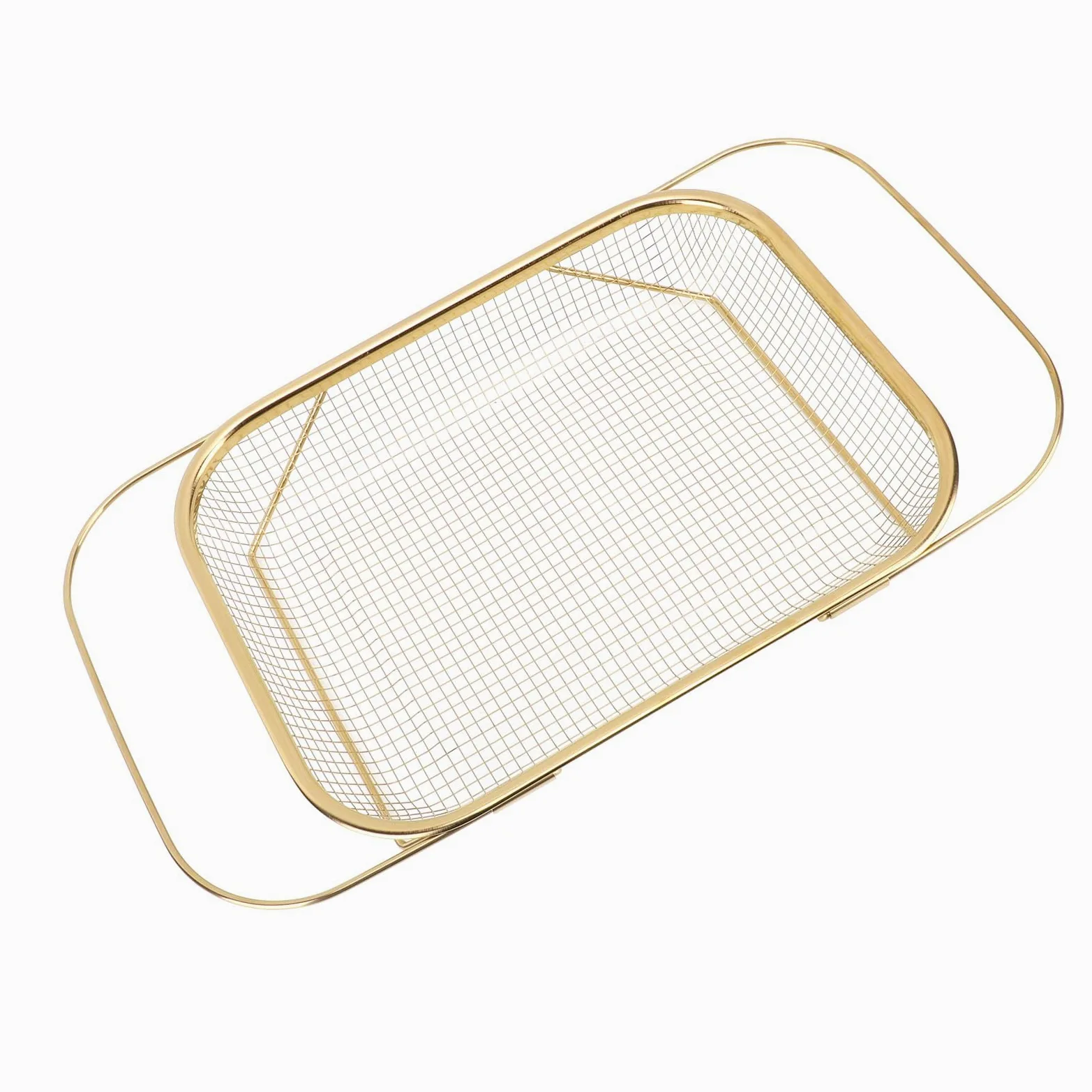 Colador grande extensible de acero inoxidable sobre el fregadero, cesta de malla fina para fregadero de cocina, con asas, fácil de y almacenar, preparación de cocción eficiente (dorado)