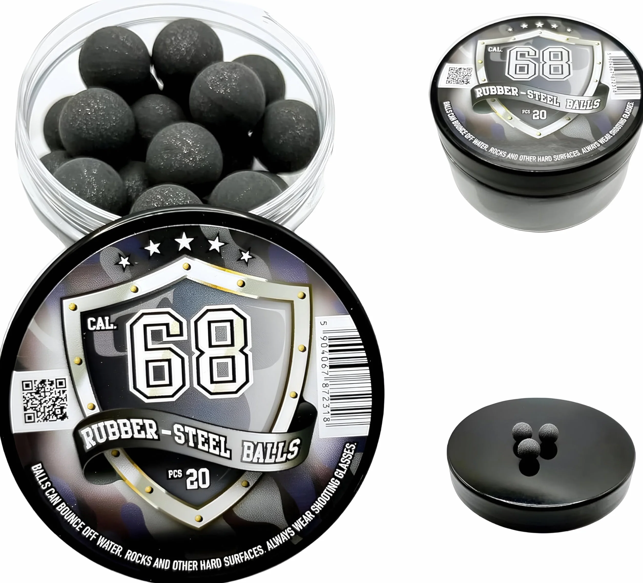 Rubber-Steel Balls 68 Caliber Paintball Reballs Training Defense