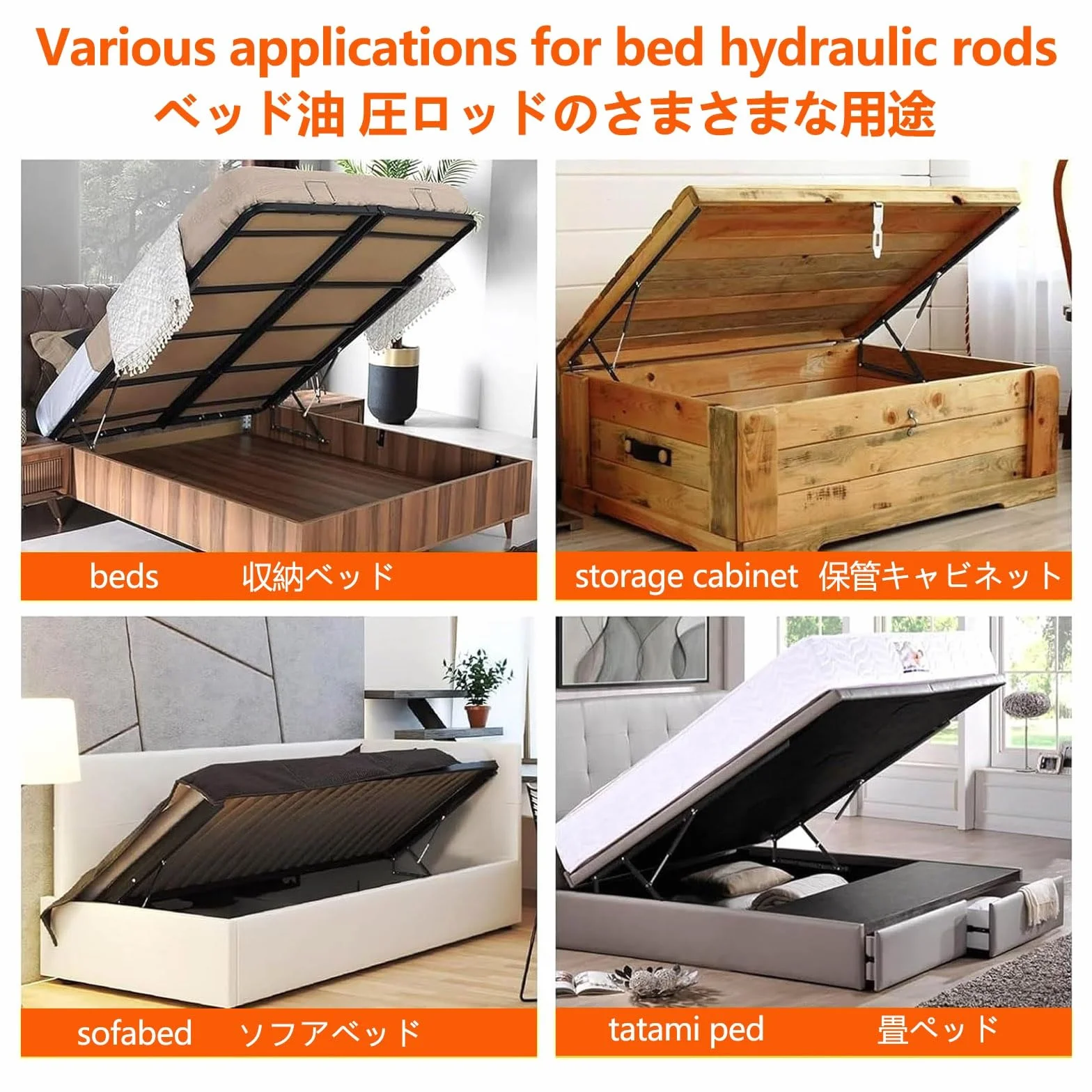 Juego de mecanismos elevables para Cama, Pack de Sistema Completo de Elevación Hidráulicos Profesional para Canapés, Incluye Bisagras Pistones Tornillería, Movilidad para Cama Abatible(110cm/43.3in)