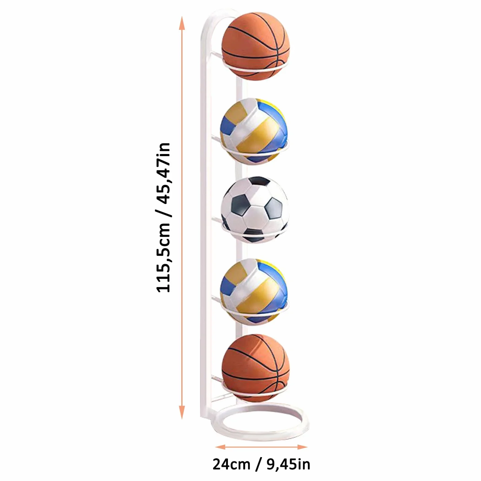 Soporte Vertical para Balón de Fútbol, Baloncesto y Voleibol