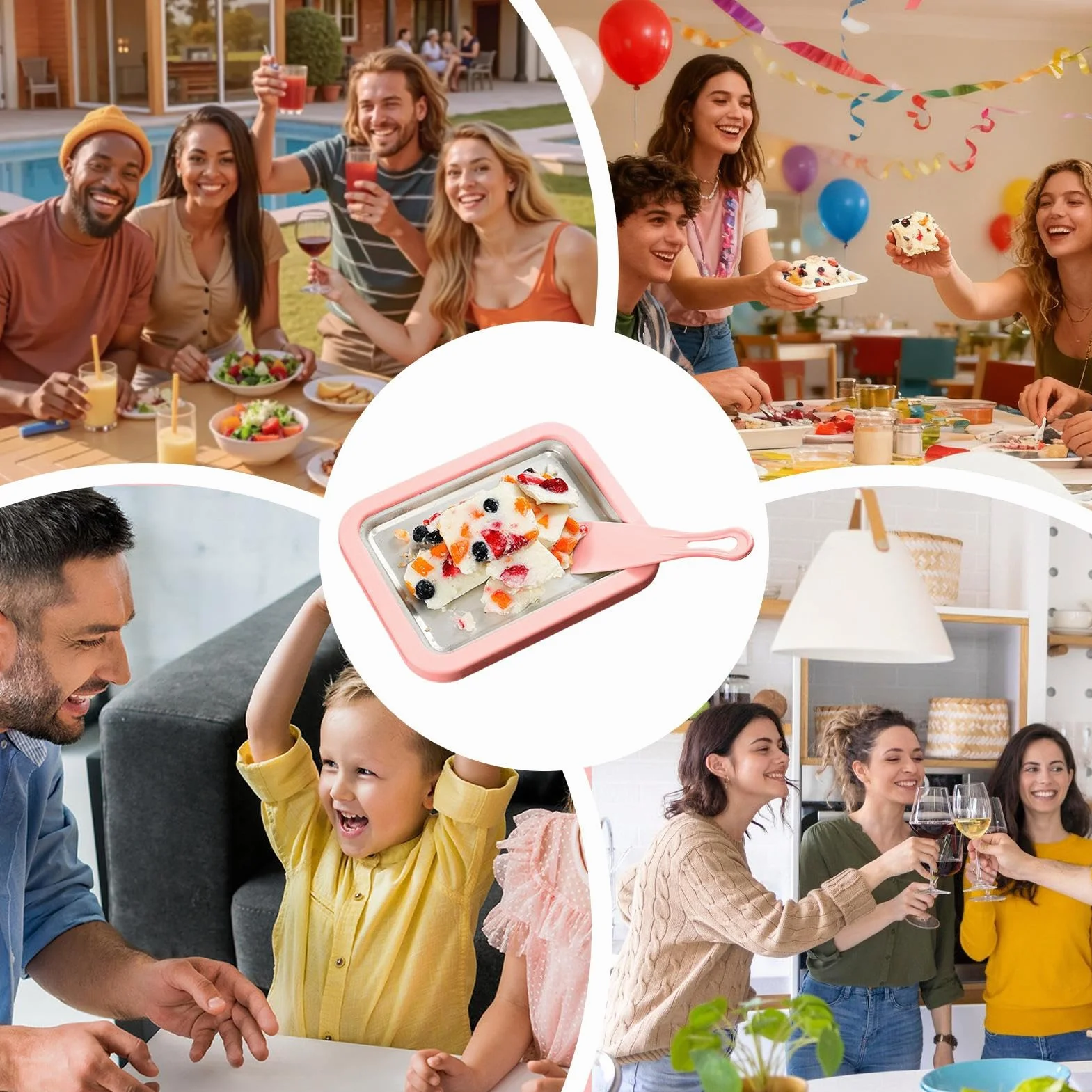 Máquina Para Hacer Enrollado,Bandeja para Rollos de Yogur - Placa Fría Instantánea Con 2 Espátulas | para Adultos Cocina Doméstica Reuniones Familiares Exterior Vacaciones Cocina