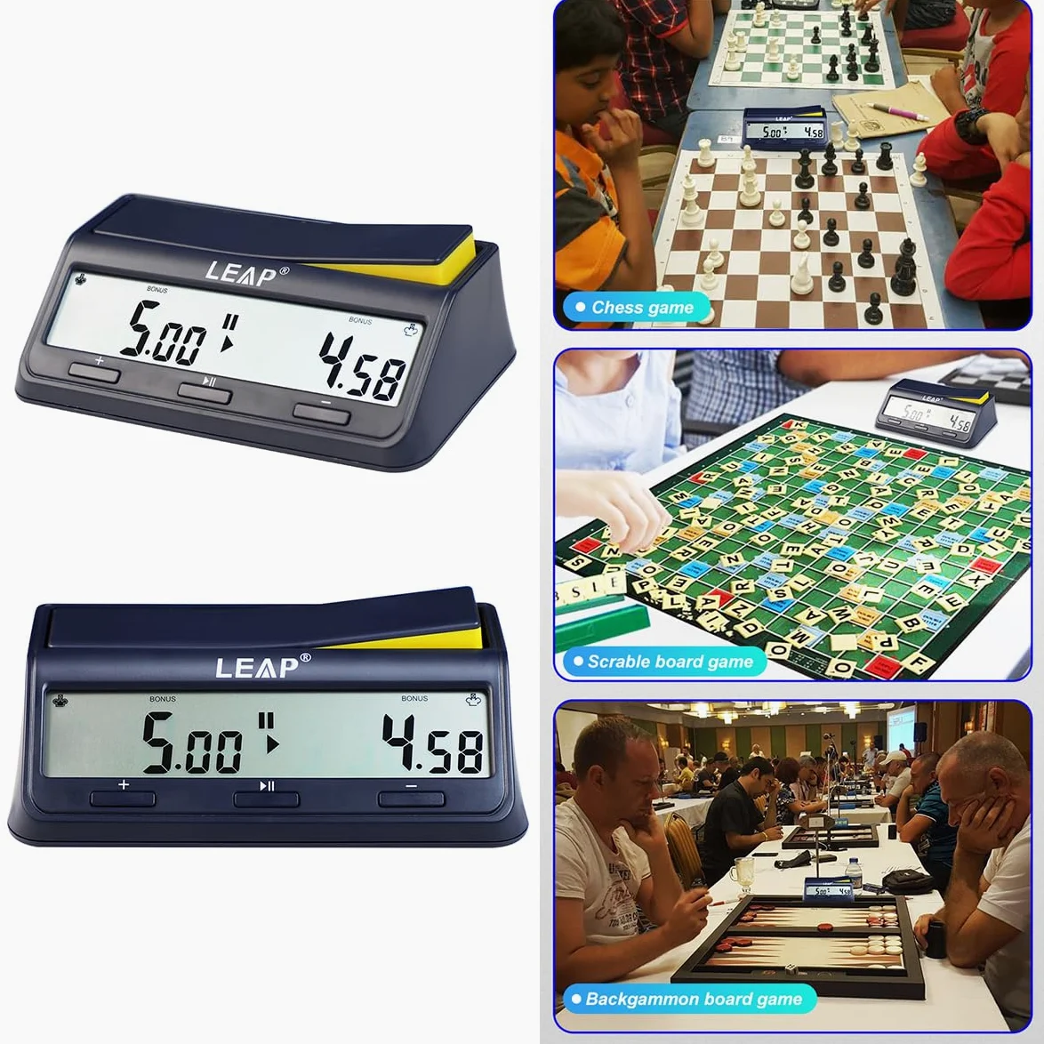 Temporizadores de cocina para cocinar, temporizador de cuenta regresiva, reloj de ajedrez digital con función de alarma para juego de mesa profesional