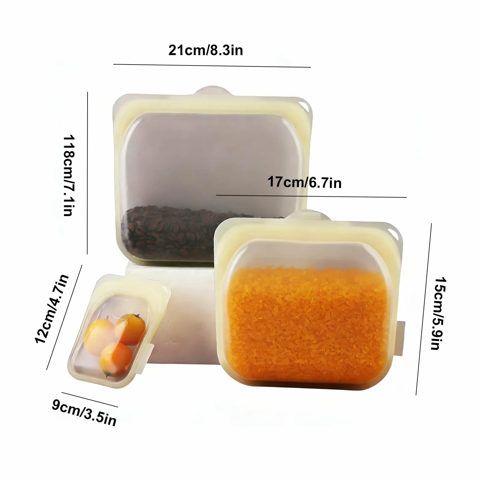 Bolsa de Alimentos Reutilizable 3 unidades reutilizables para sándwiches | Bolsas Herméticas para Congelador Para Loncheras, Viajes, , Preparación de Comidas, Carne, Queso, Verdura y Fruta