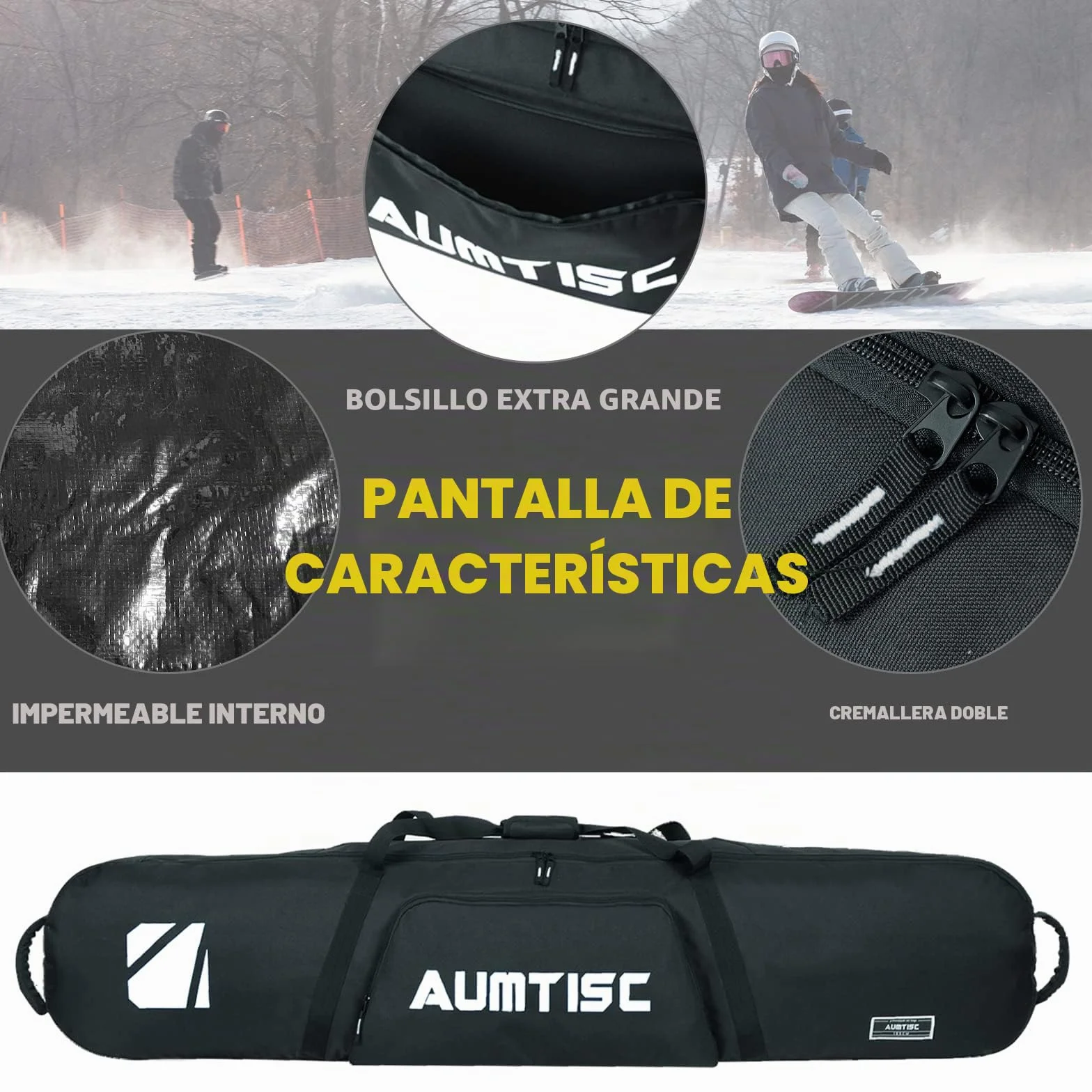 AUMTISC Bolsa de Snowboard Acolchada para Viaje Largo