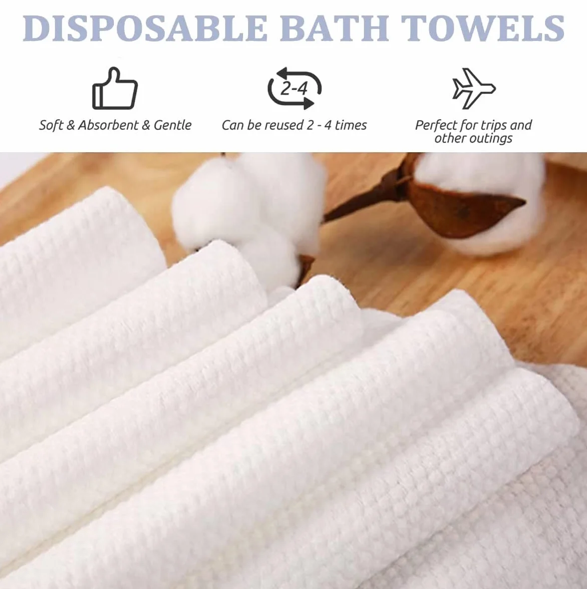 25pcs Toalla de Baño Desechable, 70 x 140cm Toallas De Ducha Desechables, Toalla Engrosada Desechable para Viajes Hoteles Campings Salones de Belleza SPA