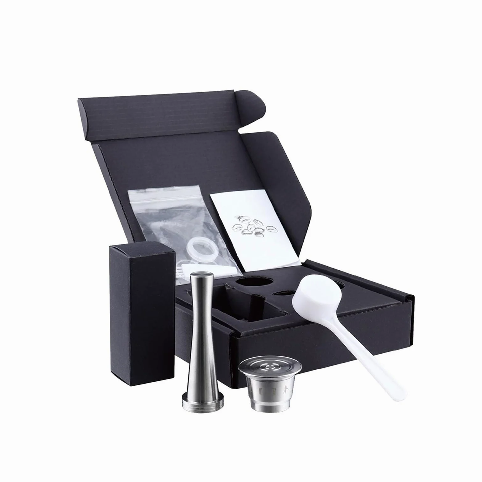 PANGBOER Relleno de café recargable apto para instantáneos de acero inoxidable, cápsulas de regalo de cumpleaños, cápsulas de filtro de taza de concha, cápsulas ecológicas, filtro de cápsulas de acero