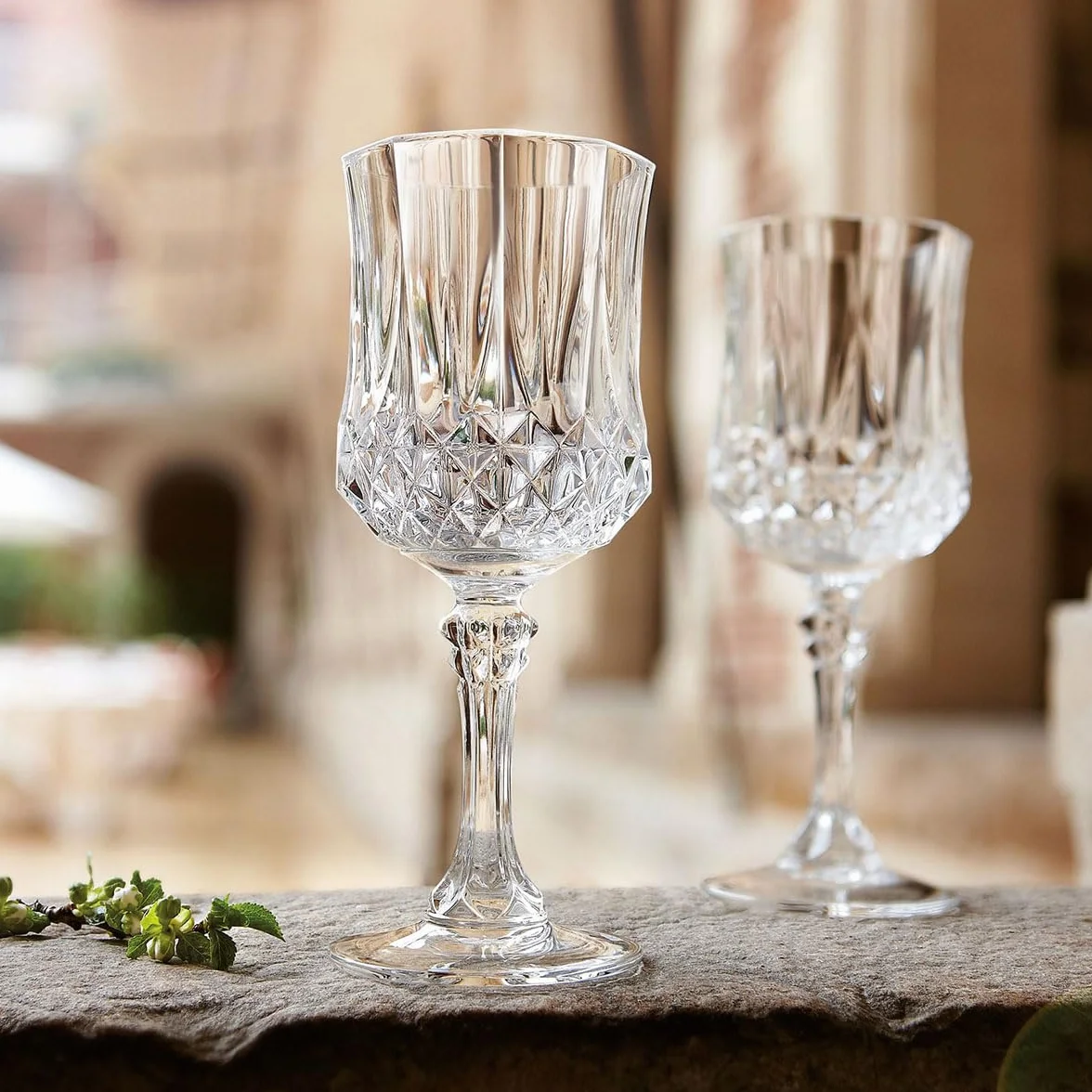 Cristal D'Arques Copas de Vino Longchamp 25 cl Juego de 6 | Vidrio Kwarx de alto brillo, copas de cristal con pie, apto para lavavajillas, fabricado en Francia
