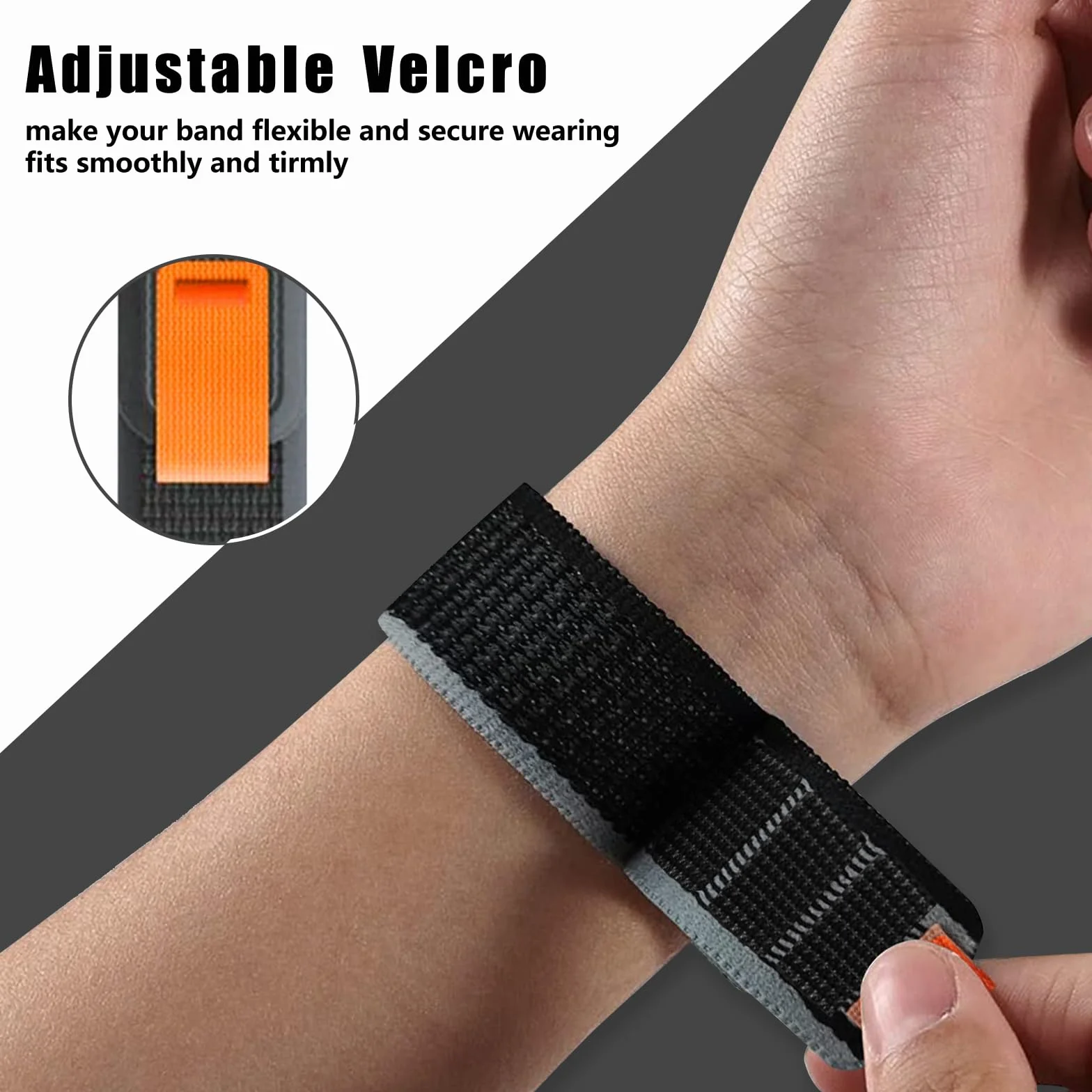 ZoRoll 26mm QuickFit Correa Nailon para Garmin Fenix 8 51mm, Fenix 7X Pro, Enduro 3, tactix 7 AMOLED, Epix Pro - Negra&Gris