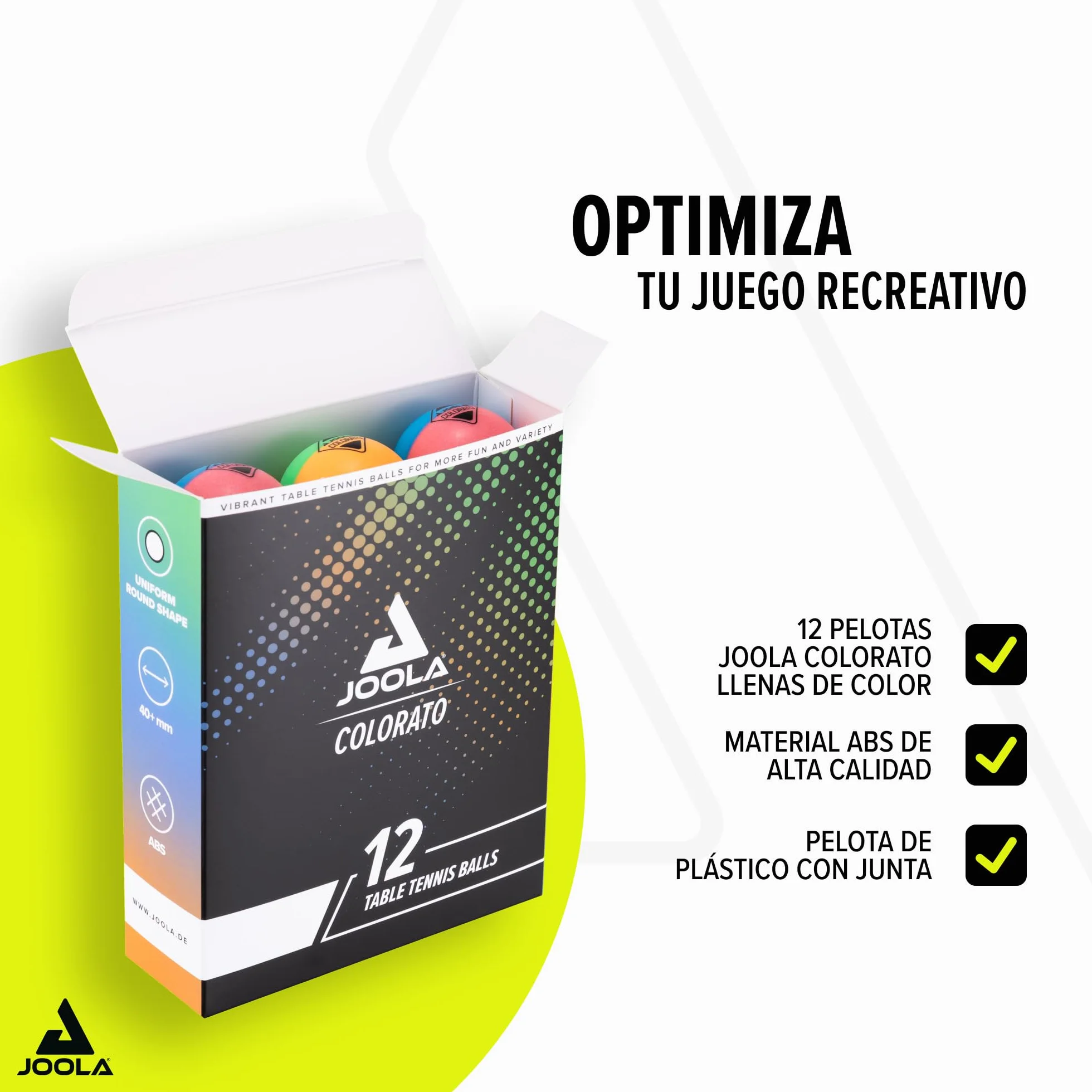 Joola Colorato Juego de Pelotas de Ping Pong 12 Pelotas