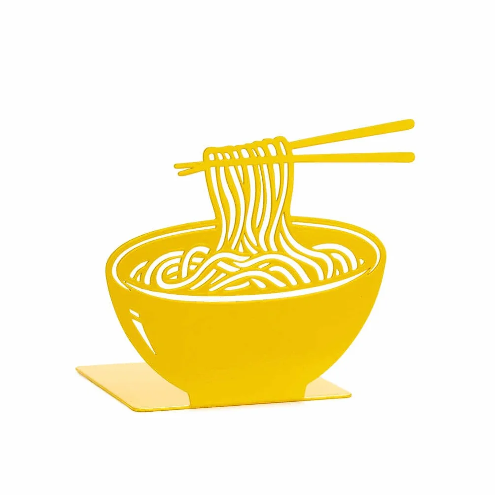 Balvi Sujetalibros Ramen Color Amarillo Diseño Original con Forma de Ramen Metal