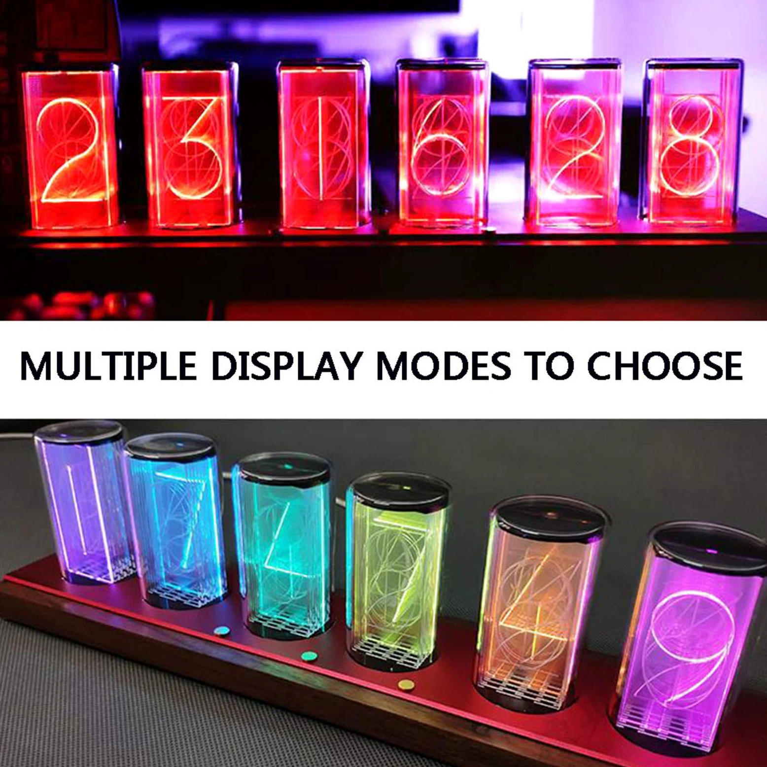 Regalos Personalizados, Nixie Kit RGB, Reloj de 24 Horas, Control Remoto de Tubo de vacío, Reloj de Tubo, Reloj de Escritorio, Temporizador de Encendido y Apagado, Nogal